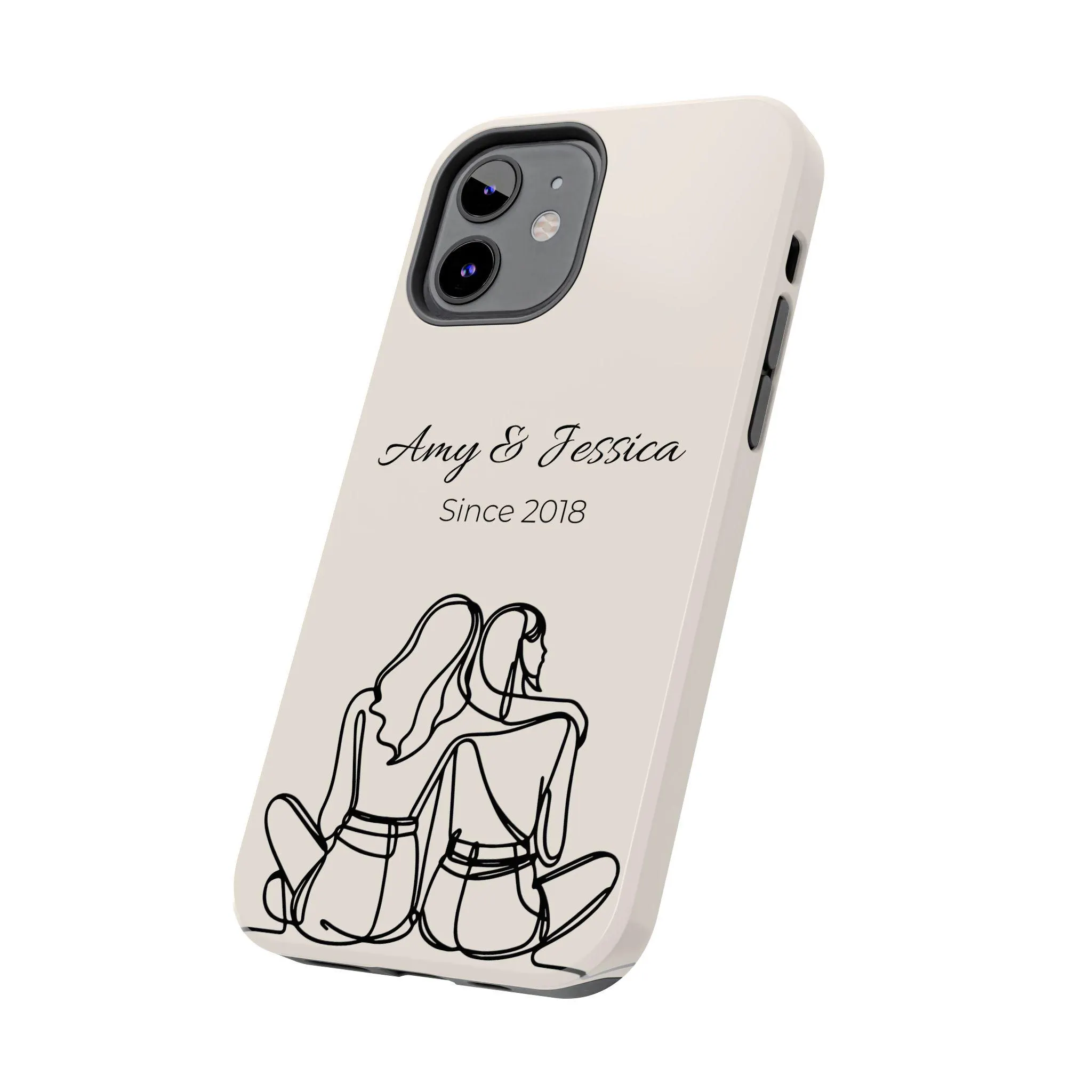 Personalized Best Friend Phone Case, Custom BFF Gift, Friends Since Phone Cover, Two Girls Line Art Case, Friendship Gift - image 3