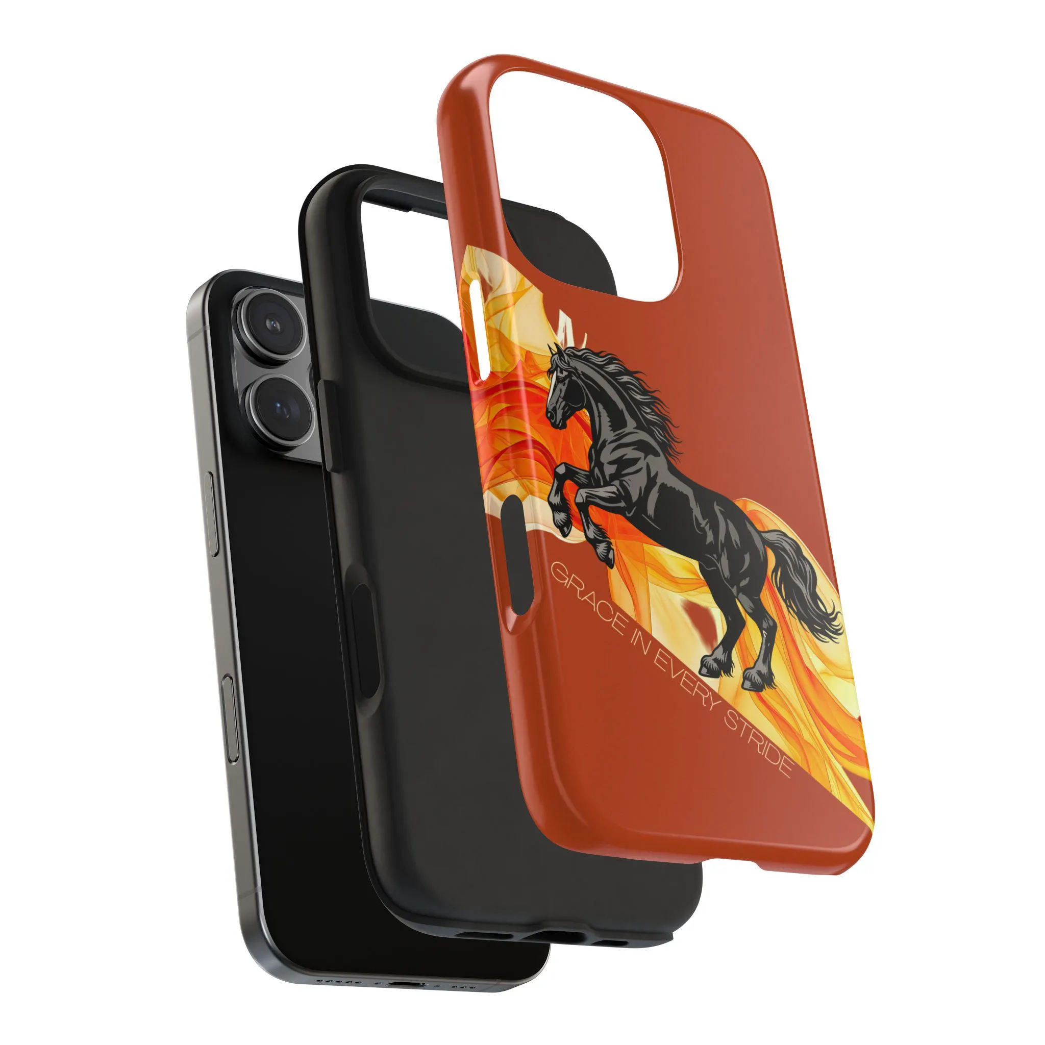 Grace in Every Stride Phone Case, Black Horse iPhone Cover, Fiery Horse Aesthetic Case, Motivational Design - image 5