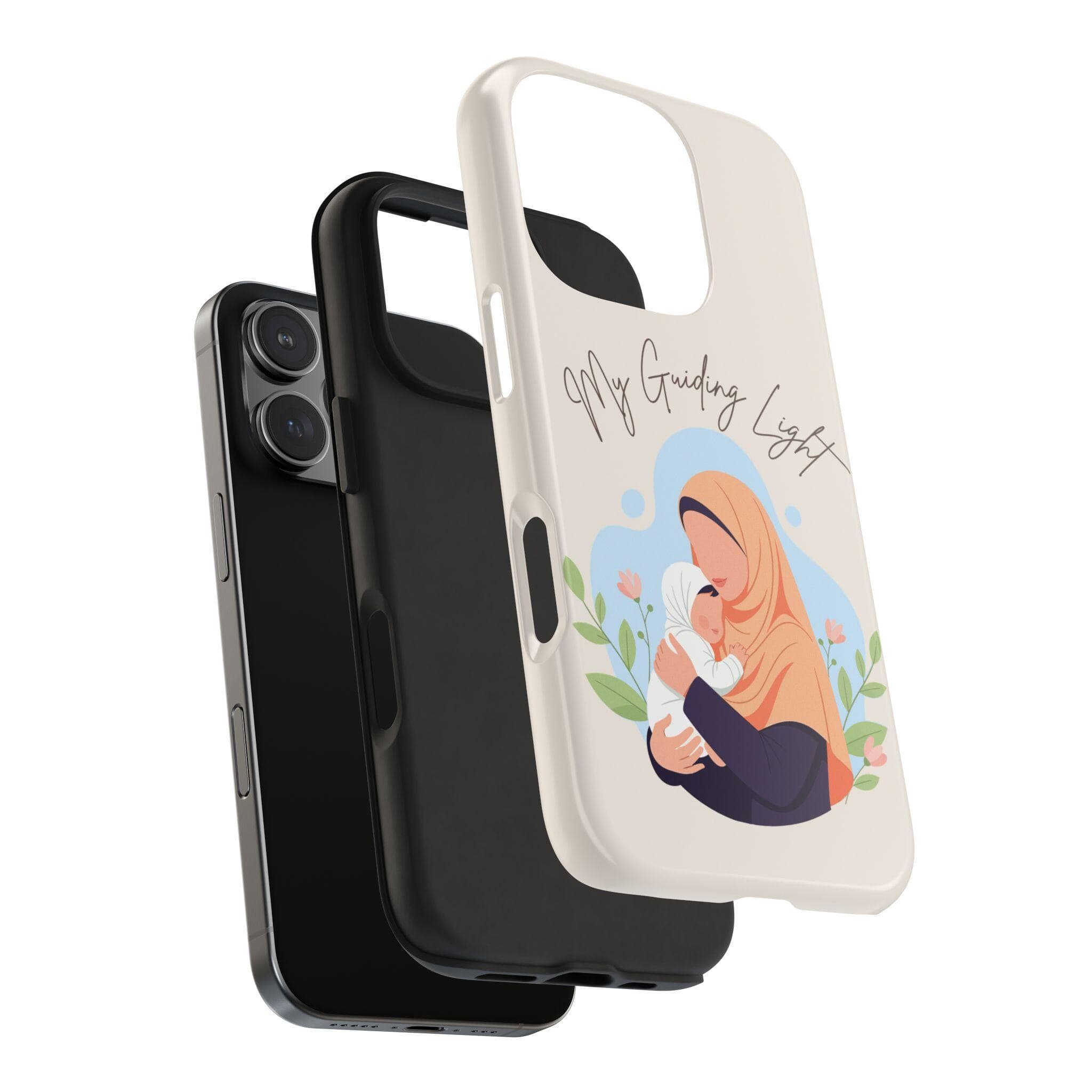 Hijabi Mom & Baby Phone Case, My Guiding Light, Warm Cream Phone Cover, Muslim Mother Gift, Islamic Family Art - image 5