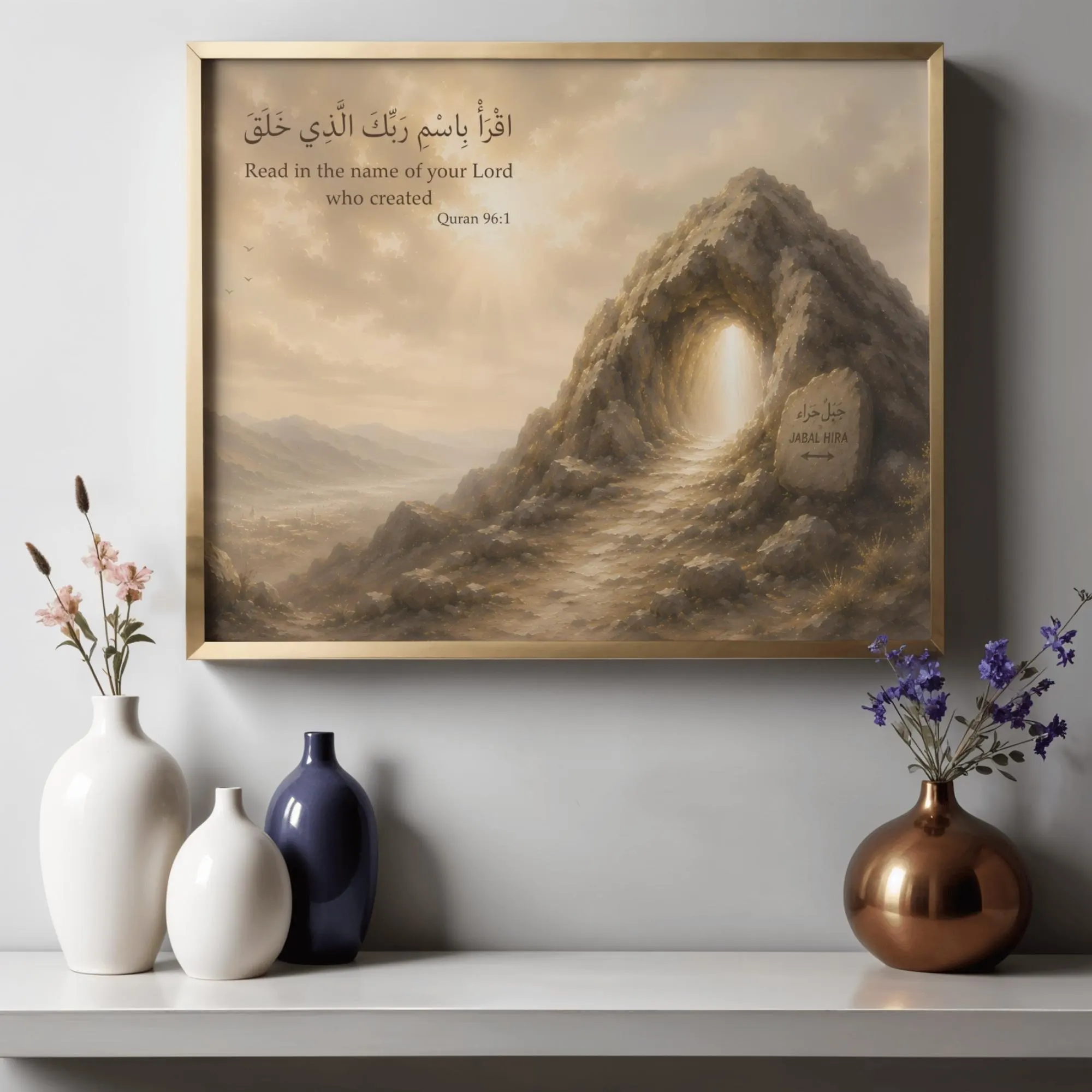 First Revelation Wall Art, Jabal Hira Printable, Read in the Name of Your Lord, Quran Verse Art, Islamic Digital Print - image 3
