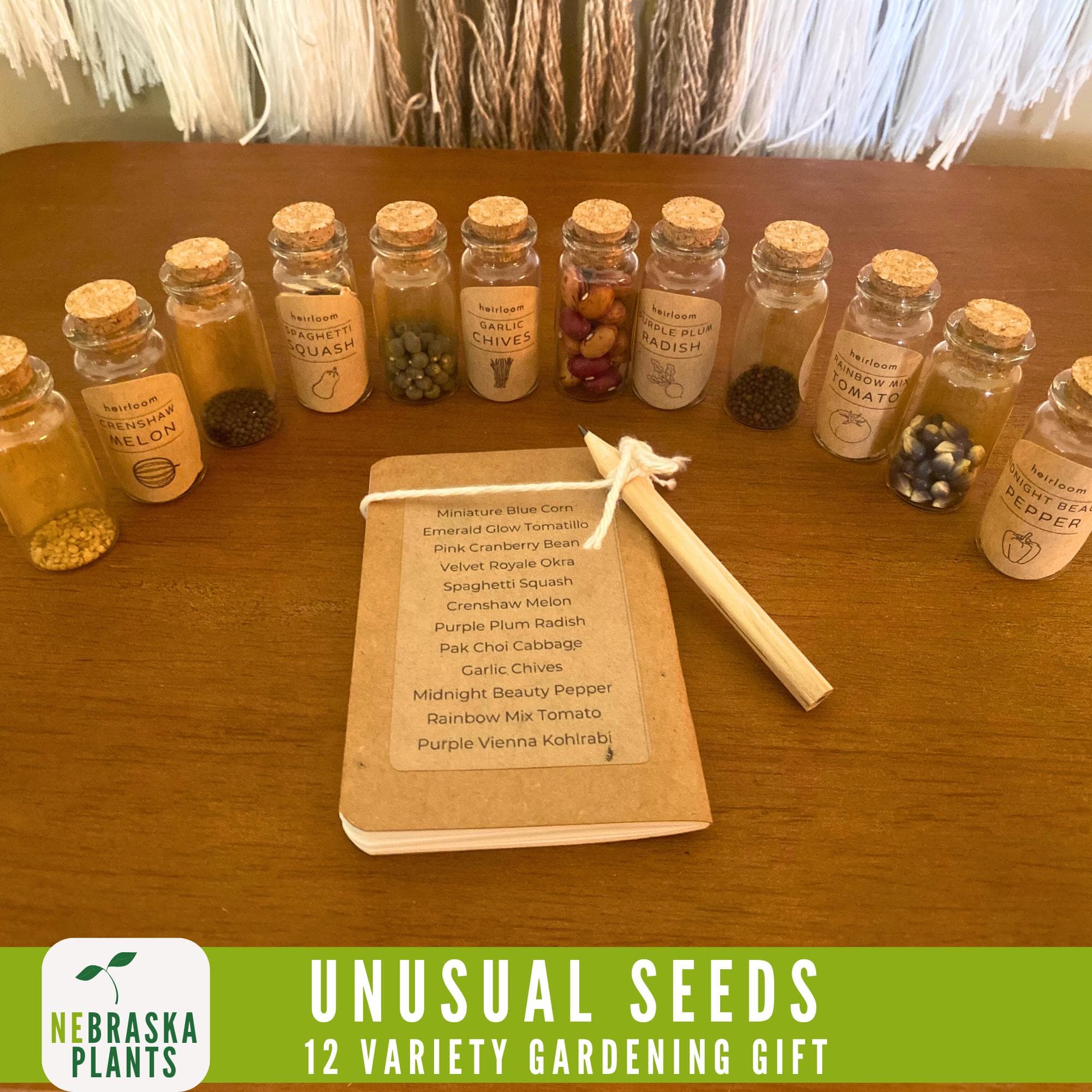 Rare heirloom seed kit with unusual vegetable, herb, and flower seeds for avid gardeners