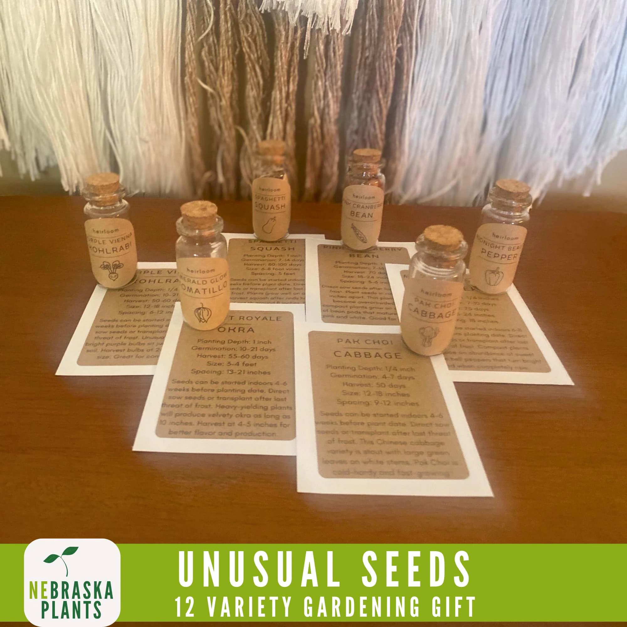 Unique garden starter kit with rare heirloom seeds for vegetables, herbs, and flowers