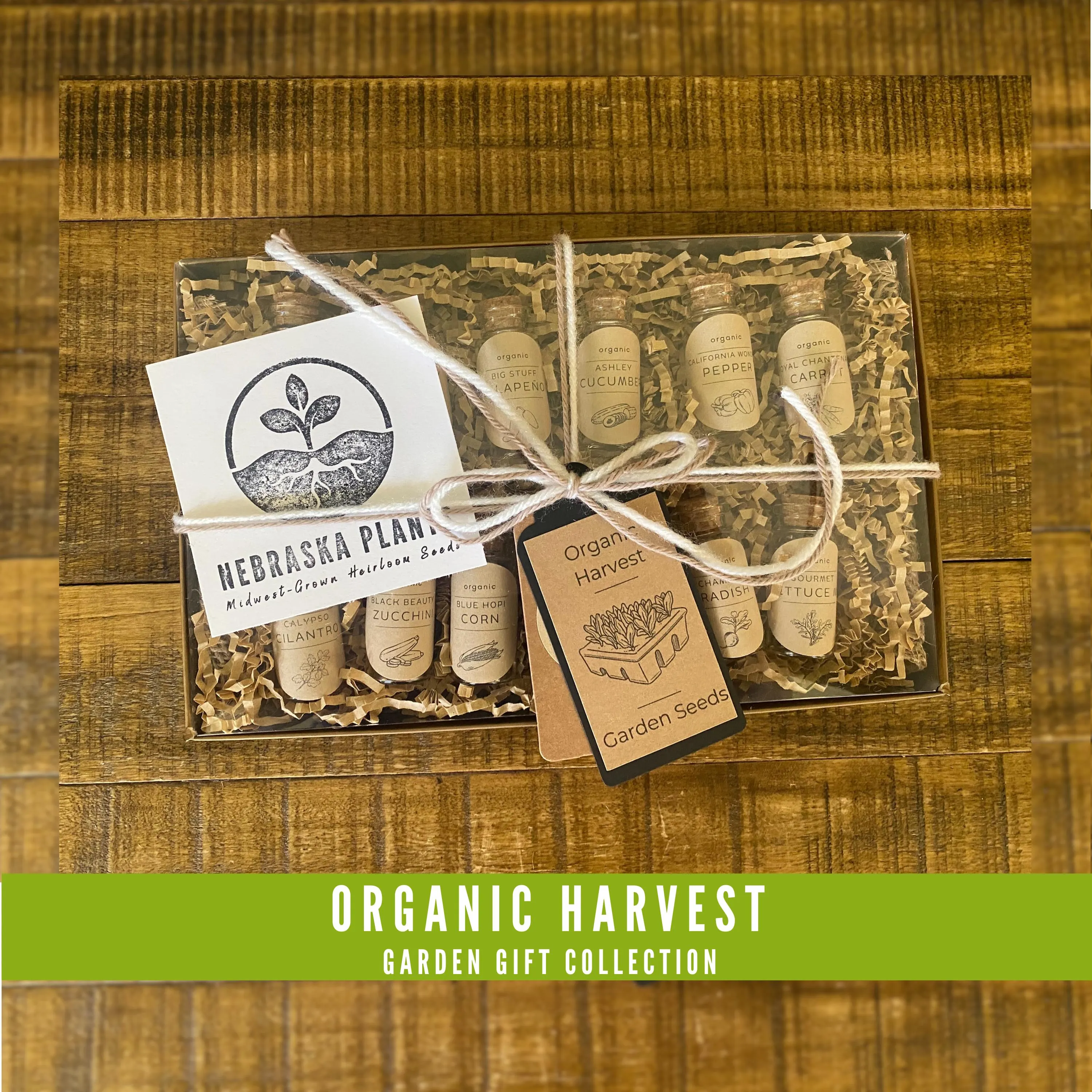 Organic Harvest Seed Gift Set - Organic and Heirloom Seeds and Supplies for Eco-Friendly Gardeners!