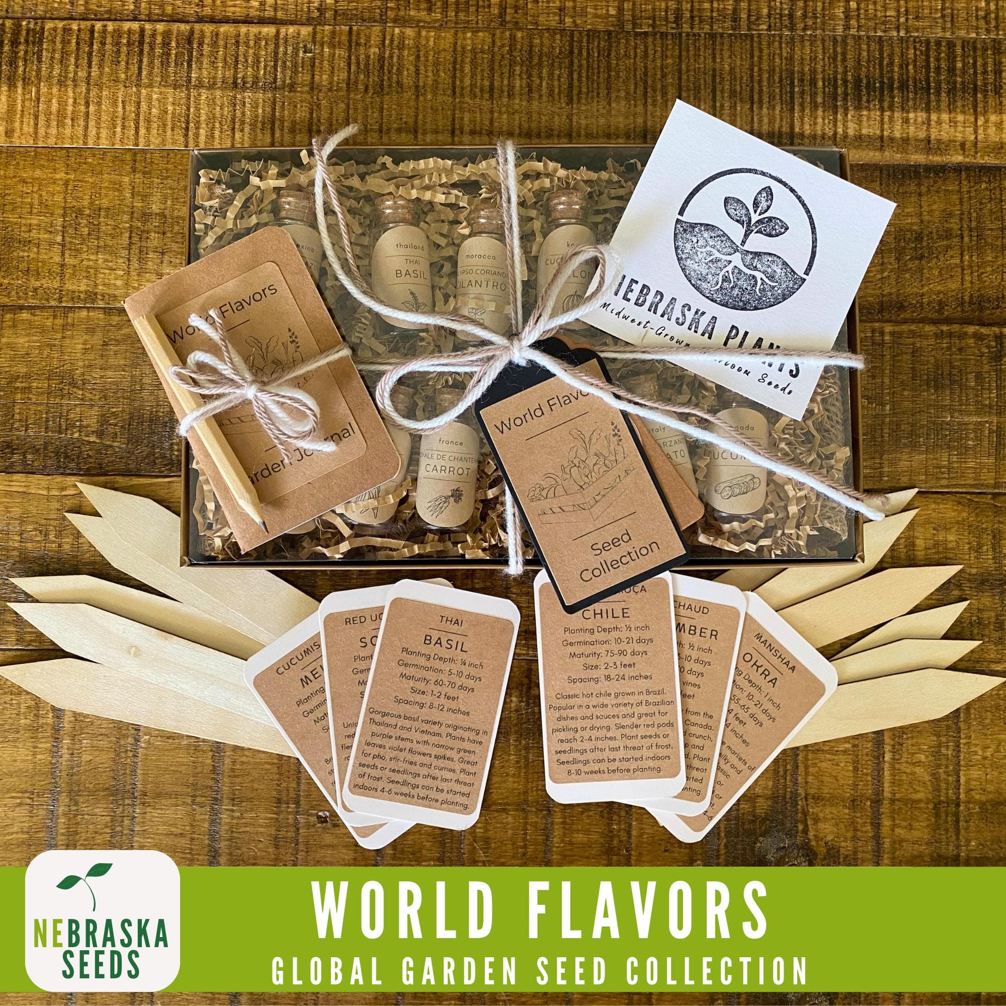 World Flavors Garden Seed Collection — rare and exotic seeds from around the world displayed in eco-friendly packaging