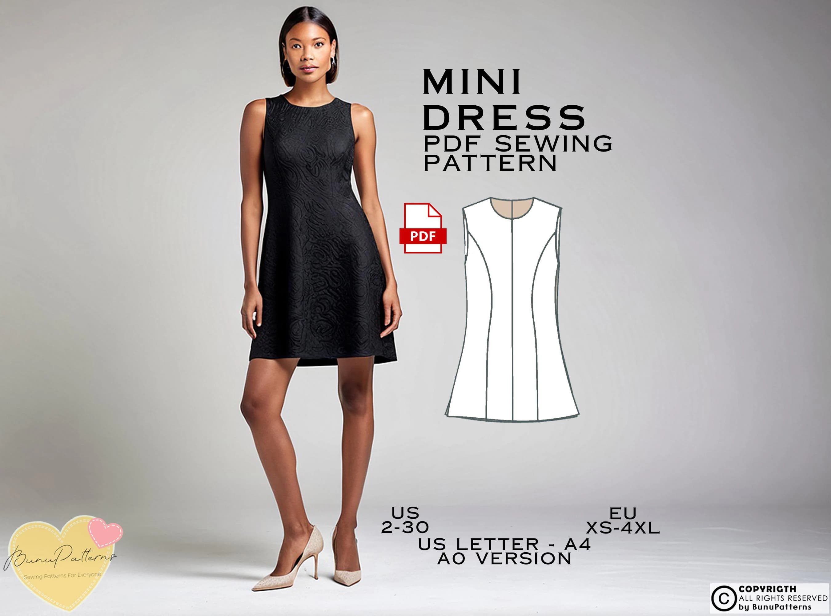 Mini Trapeze Dress PDF Sewing Pattern, US Size 2-30 (Digital Download)