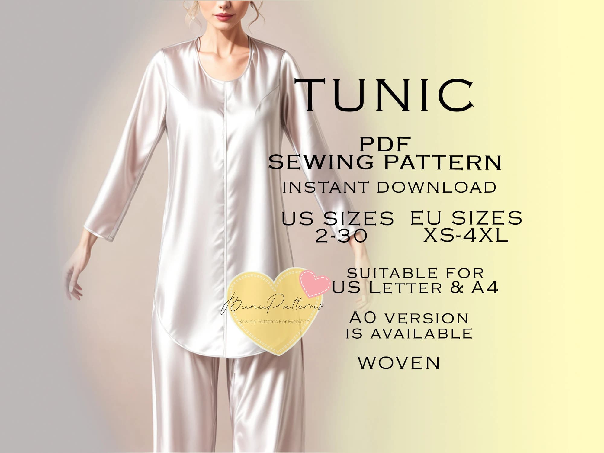 Modest Tunic Sewing Pattern: Women's Plus Sizes (PDF Download)