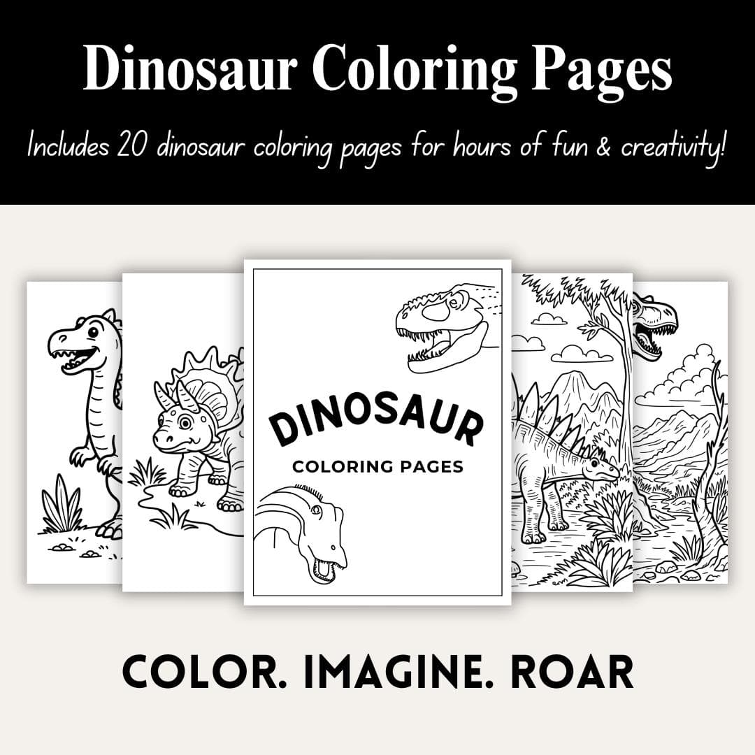 Dinosaur Coloring Book Pages Printable, Dinosaur Lover Gift , Activity Book For Children, Kids Activity Sheets,  Dinosaur Digital Download - image 5