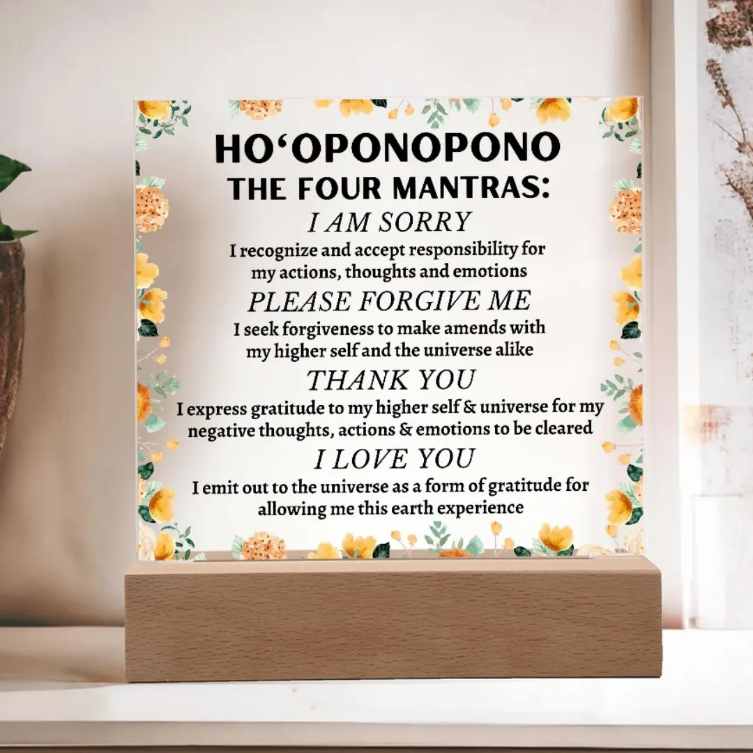 Ho'oponopono Prayer Hawaiian Plaque, Self Love Gift Hawaii Self Care Gift Mindfulness Gift Inspiration Gift Motivation Self Care Night Lamp