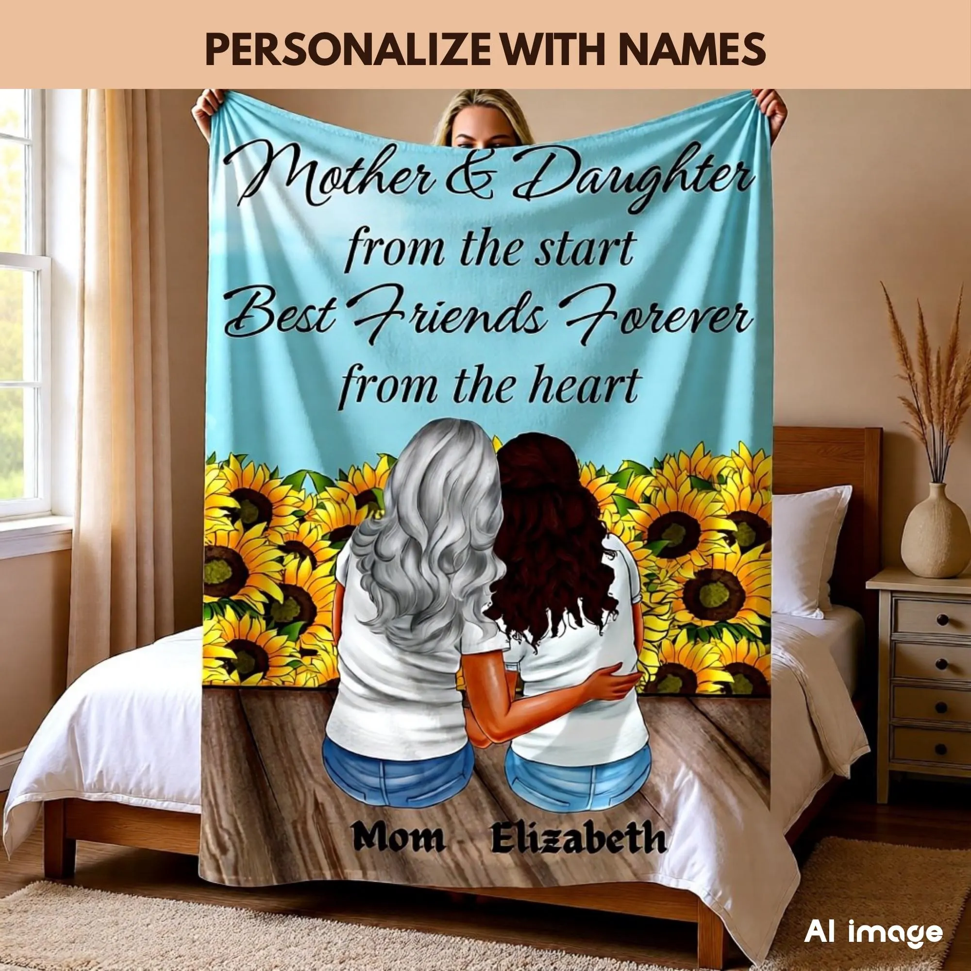 Mother Daughter Gift Blanket Personalized Sentimental Blanket, Custom Name Keepsake Mom Gift Customizable Mothers Bithday Gift For Daughter - image 3