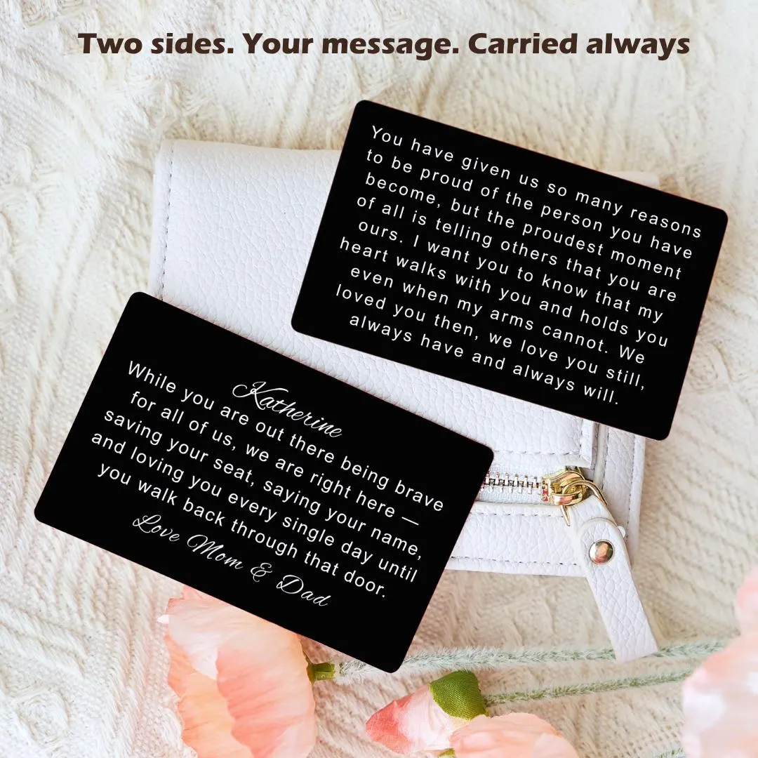 Personalized Military Going Away Gift Soldier Metal Wallet Card Deployment Encouragement Army Navy Graduation Insert Metal Inspirational - image 3