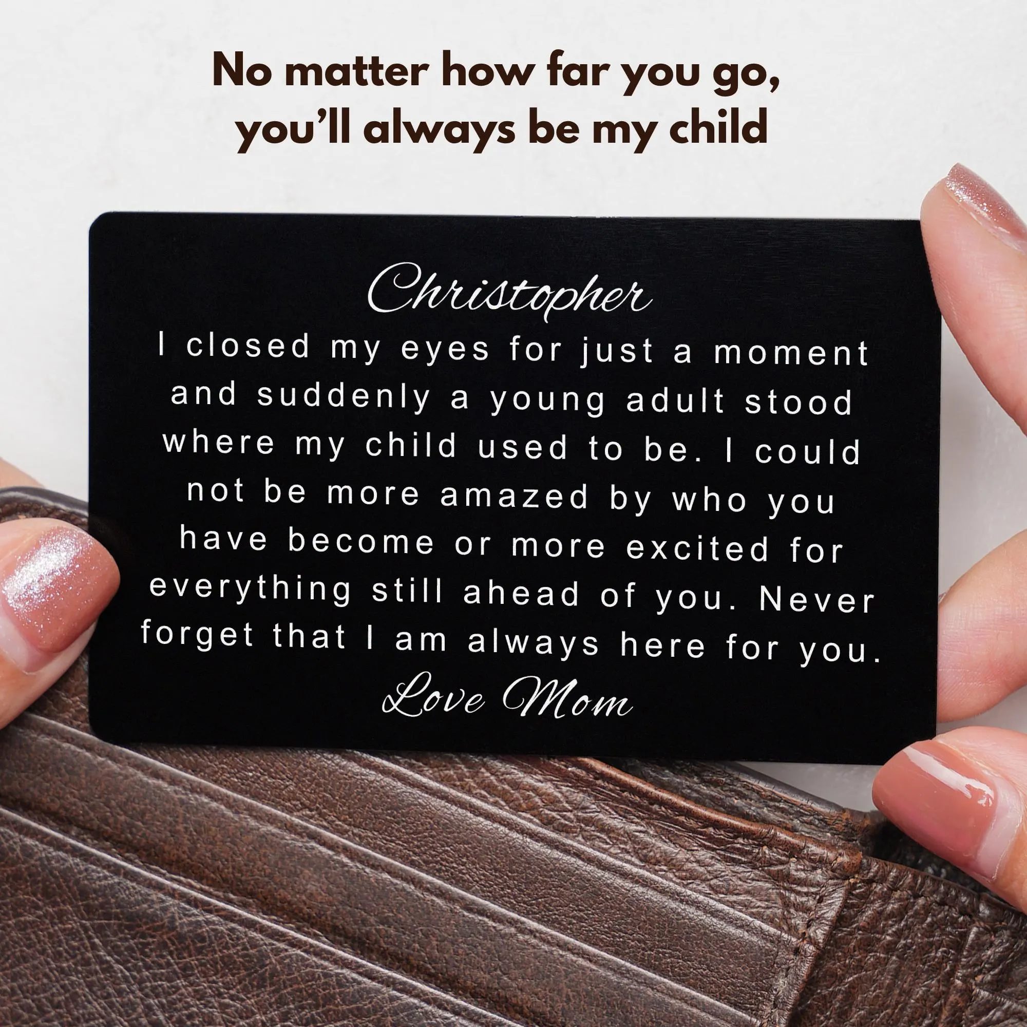 College Bound Personalized Gift From Mom Metal Wallet Card Gift For College Dorm Gift Going To College From Dad For Son Daughter Going Away - image 4
