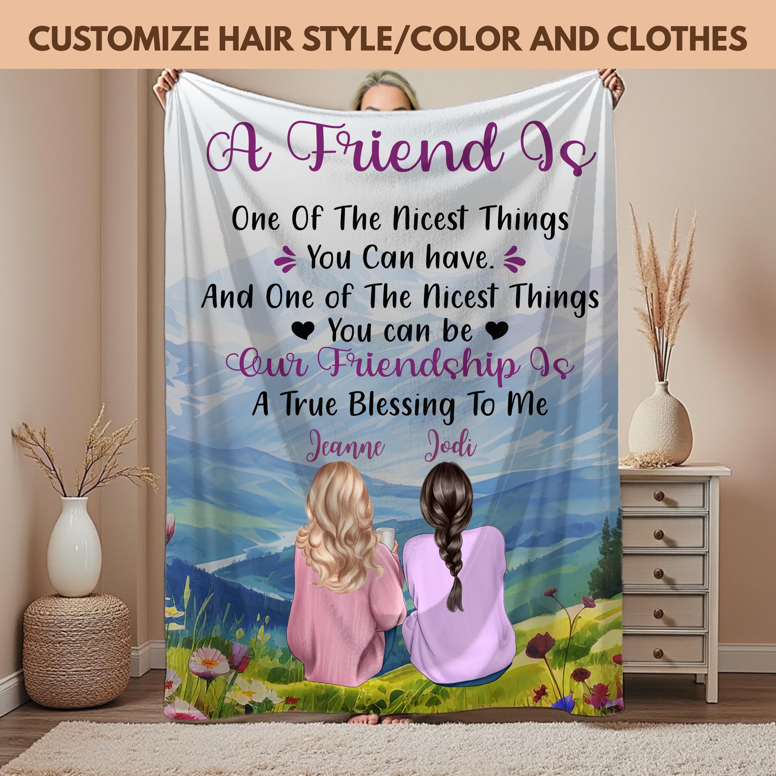 Personalized Best Friend Blanket, Custom Friendship Gift, Sentimental Bestie Keepsake, Teen Girl Birthday Throw, Bestfriend Present Gift