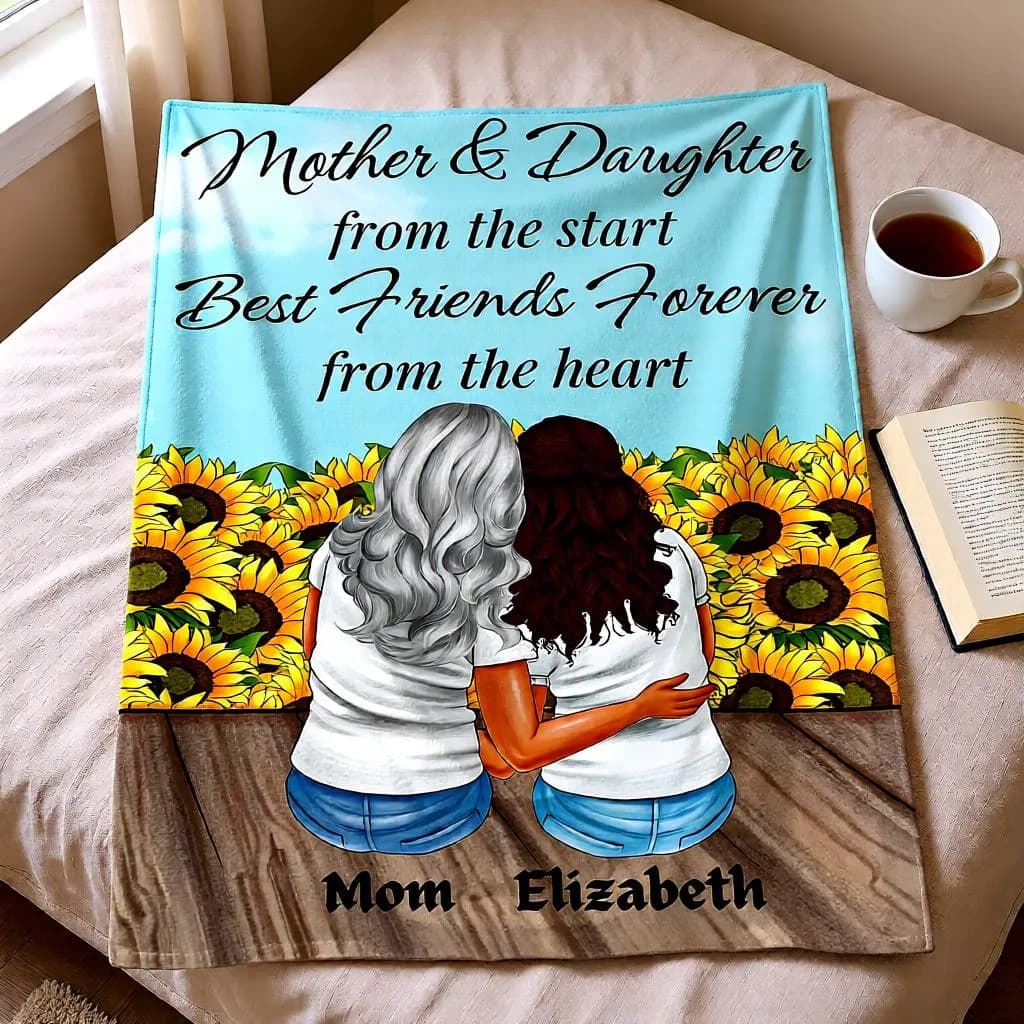 Mother Daughter Gift Blanket Personalized Sentimental Blanket, Custom Name Keepsake Mom Gift Customizable Mothers Bithday Gift For Daughter - image 4