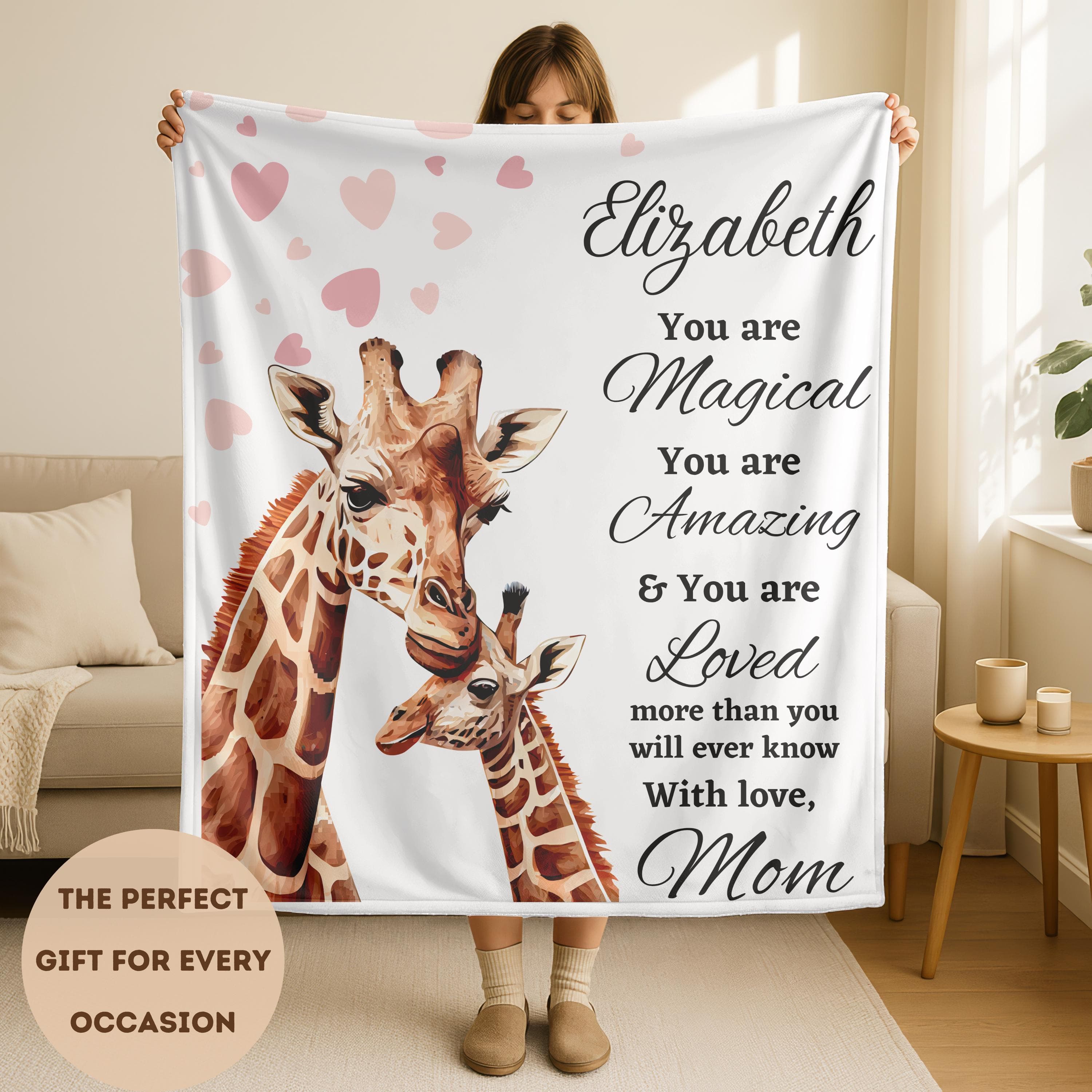 Baby Blanket for Kids Custom Blanket Boys Girls, Personalized Name Blanket Newborns, Baby Nursery Decor, Baby Shower Birthday Gift Giraffe