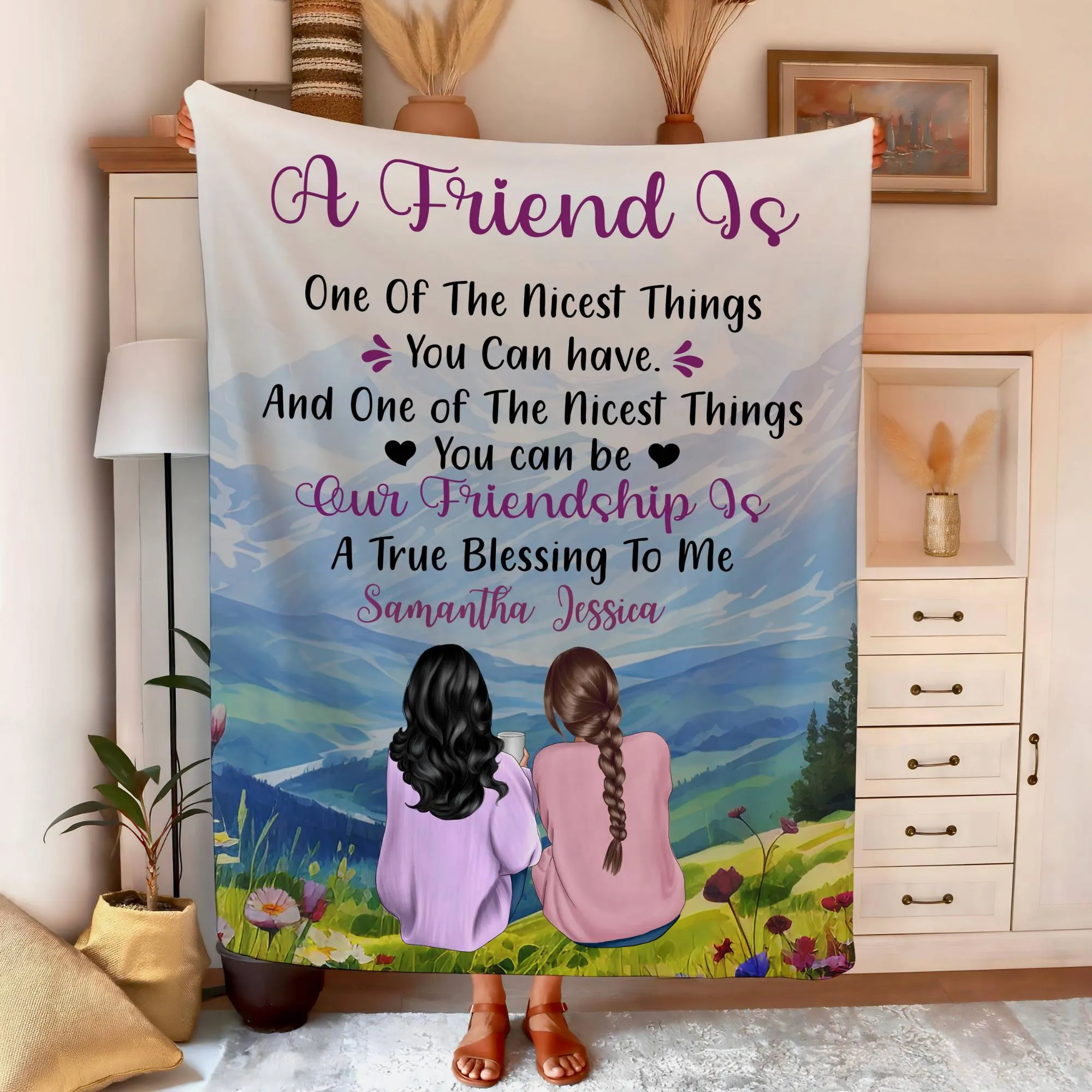 Personalized Best Friend Blanket Gift, Teen Girl Friendship Gift, Personalized Custom Design Friend Gift Idea, Bedroom Throw Blanket, Sherpa Fleece Cozy Throw, Dorm Room Decor Gift Teen