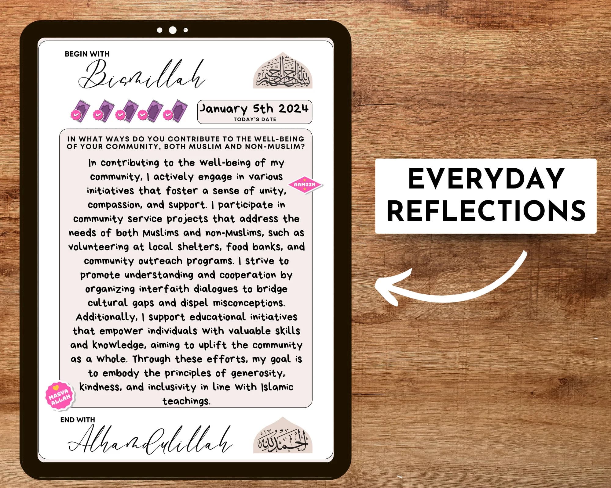 Islamic Daily Reflection Journal: 75 Guided Prompts (Digital Download) - image 3