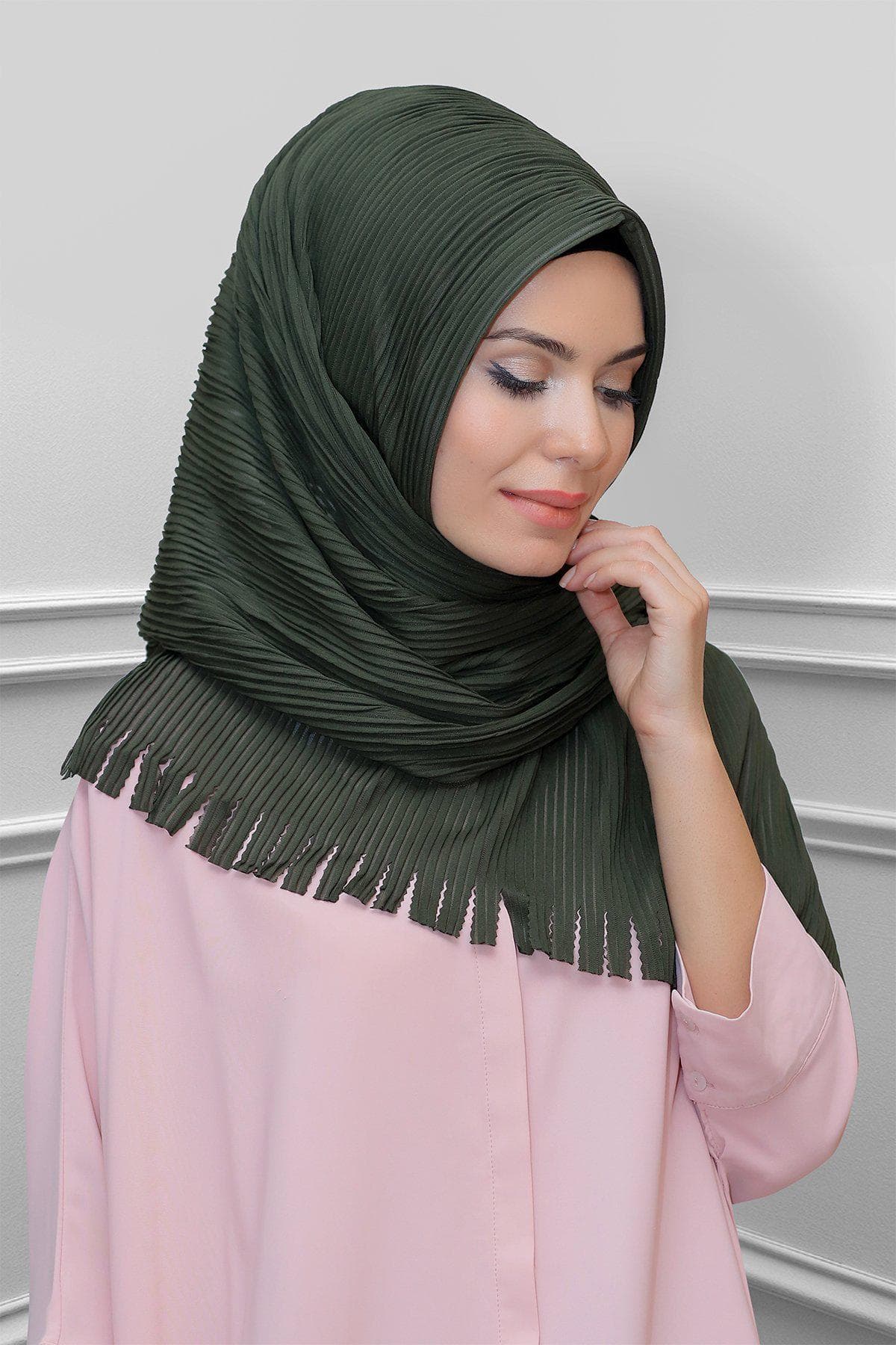 Elegant Tie-Back Pleated Hijab Scarf, Laser-Cut Design with Fringe in Beautiful Color Options, Hijab Scarf, Scarf for Women, premium scarves - image 5