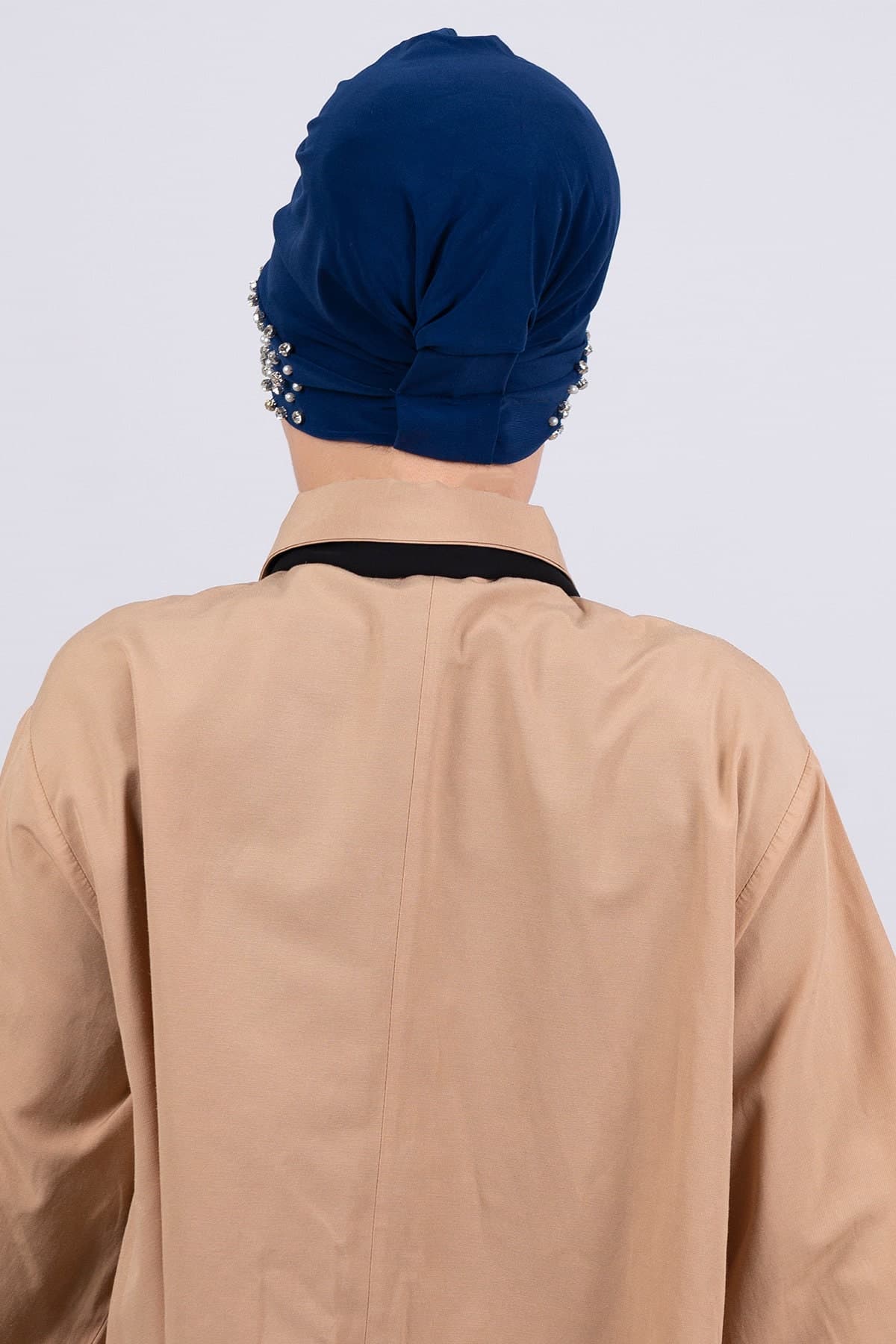 Navy Blue Hijab Inner Hat, Women's Under Scarf Bonnet, Stone Bonnet Scarf, Ready-made Cap, Islamic Ready-to-Wear - image 4