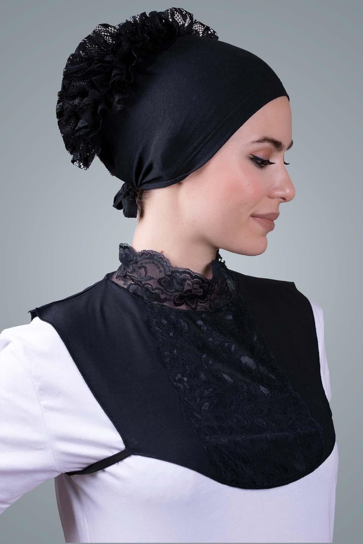 Hijab Neck Collar Viscose Fabric Chest Lace