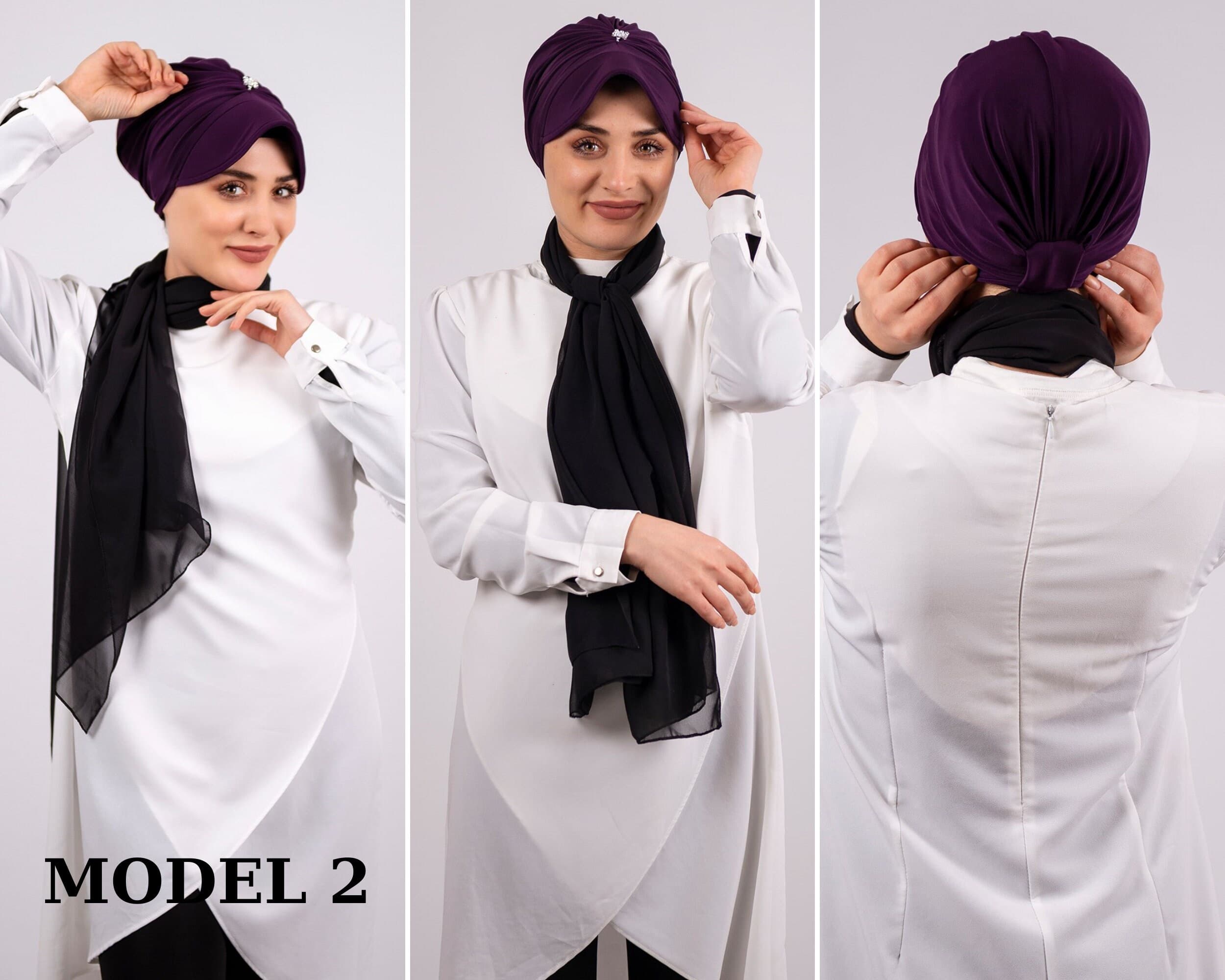 Easy Slip-On Viscon Hijab Bonnet | Accessorized with Hat for Women, Fashionable and Easy to Wear Turban, Gift For Her - image 3