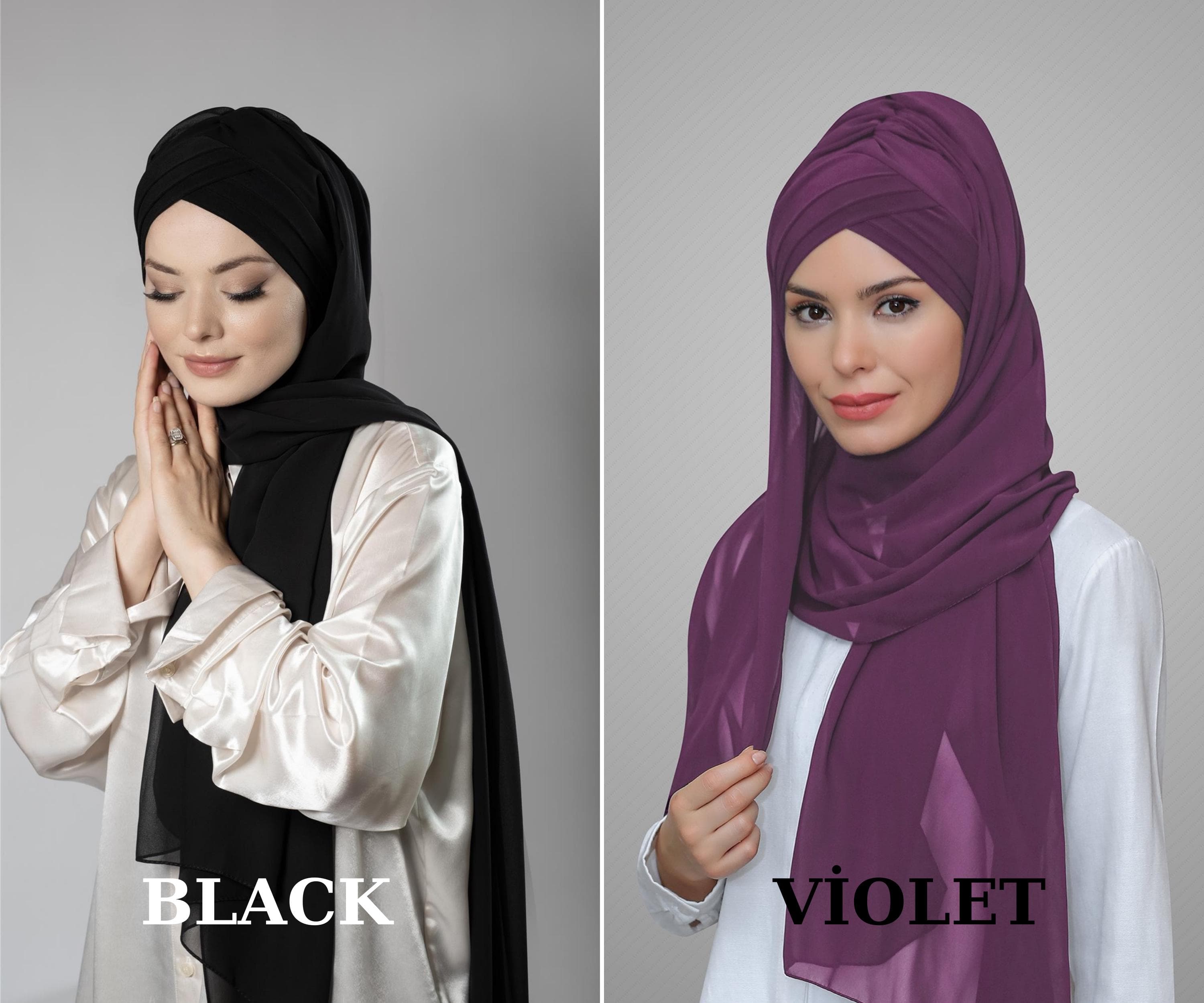 Multi-Color Chiffon Hijab Scarf | Instant Bonnet and Three-Band Style for Women’s Modest Fashion, Hijab Scarf,  Hijab Dress Fashion