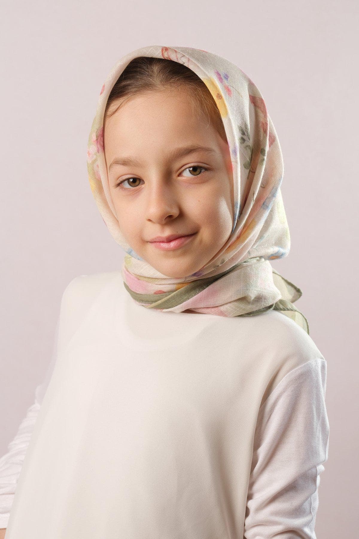 Toddler Summer Headscarf, Lightweight Cotton Blend Hijab for Girls in Khaki, Mustard, and Pink, Girl’s Headwrap with Candy Design - image 5