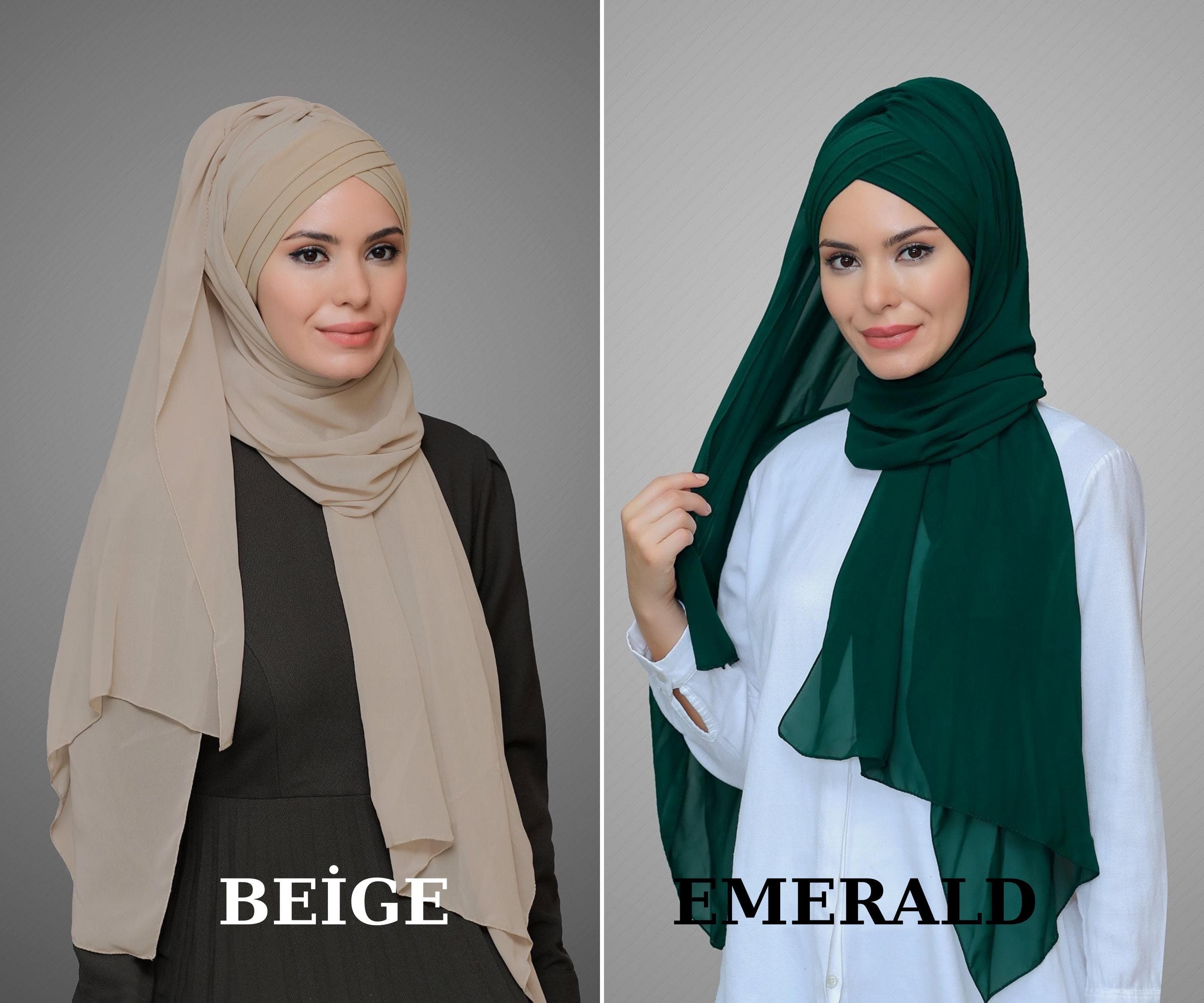 Multi-Color Chiffon Hijab Scarf | Instant Bonnet and Three-Band Style for Women’s Modest Fashion, Hijab Scarf,  Hijab Dress Fashion - image 4