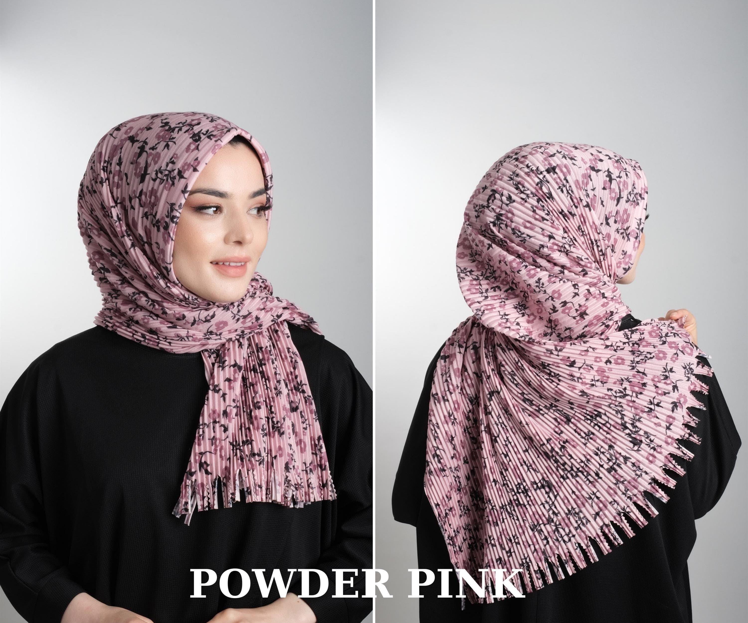 Instant Floral Print Pleated Hijab | Modest Fashion Scarf in a Variety of Elegant Colors, Hijab Scarf, Scarf for Women, Shawl For Women - image 5