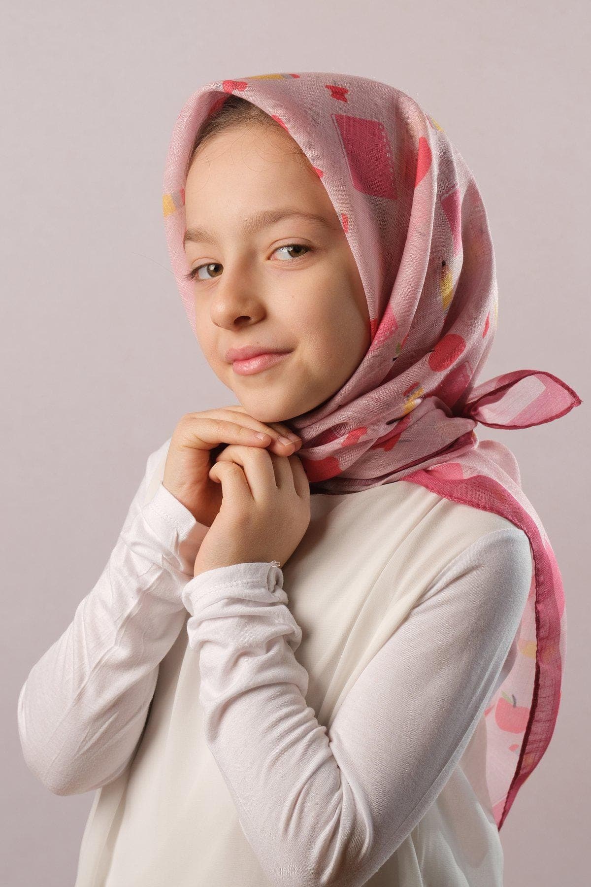 Toddler Summer Headscarf, Lightweight Cotton Blend Hijab for Girls in Khaki, Mustard, and Pink, Girl’s Headwrap with Candy Design - image 3