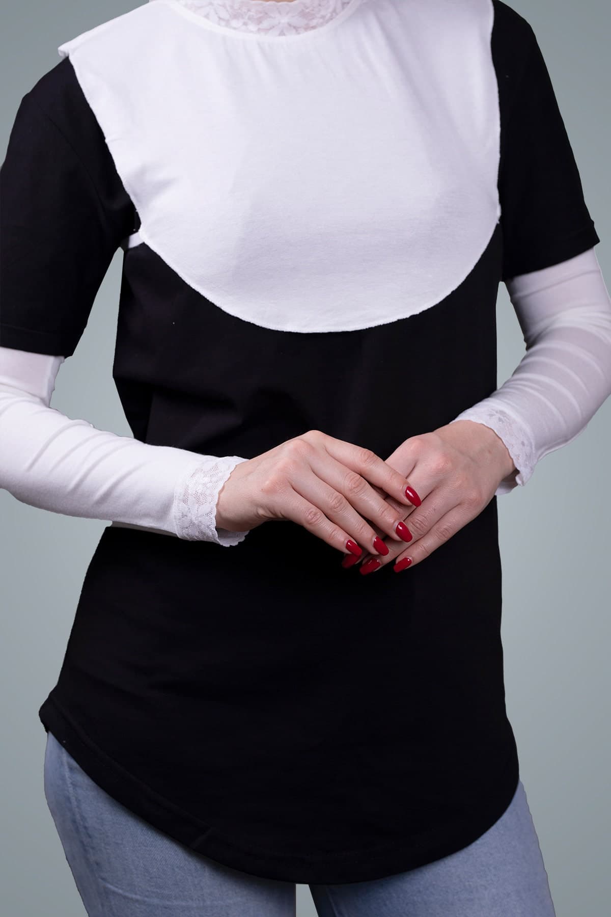 Viscose Fabric Lace Collar Hijab Neck Cover- Gift For Müslim - image 4