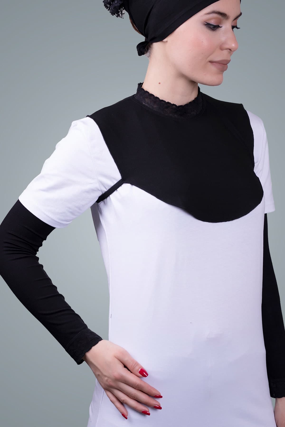 Viscose Fabric Lace Collar Hijab Neck Cover- Gift For Müslim