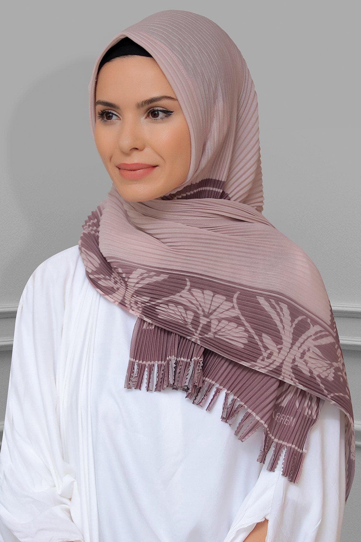 Instant Floral Pleated Hijab Scarf, Easy-to-Wear Design in Multiple Colors for Modest Fashion, Hijab Scarf, Scarf for Women, Shawl For Women