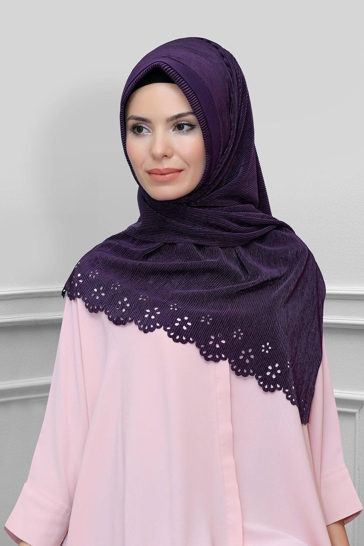 Premium Floral Pleated Hijab | Fukuro Instant Scarf in Beautiful Colors for Muslim Women