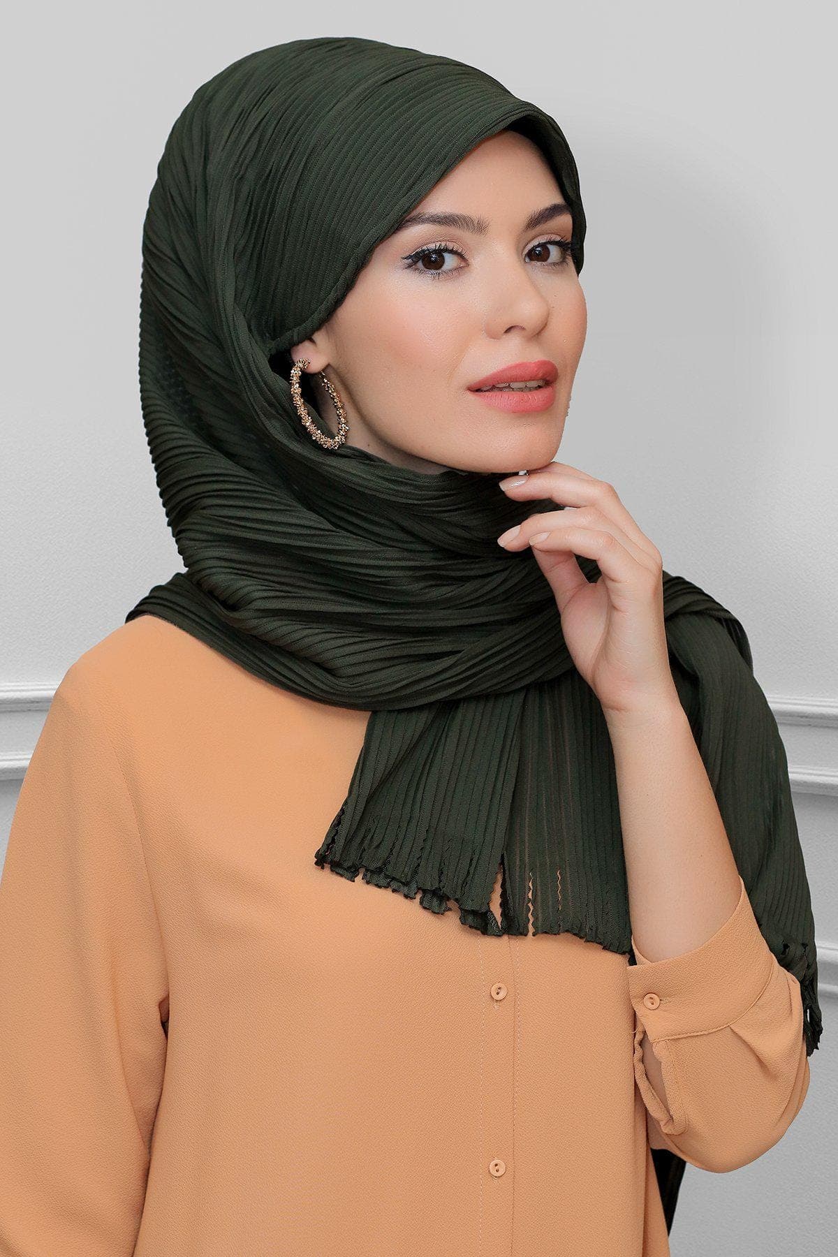 Tie-Back Pleated Hijab Scarf with Fringe | Laser-Cut Design in Multi-Color Options for Modest Fashion, Hijab Scarf, Scarf for Women - image 5