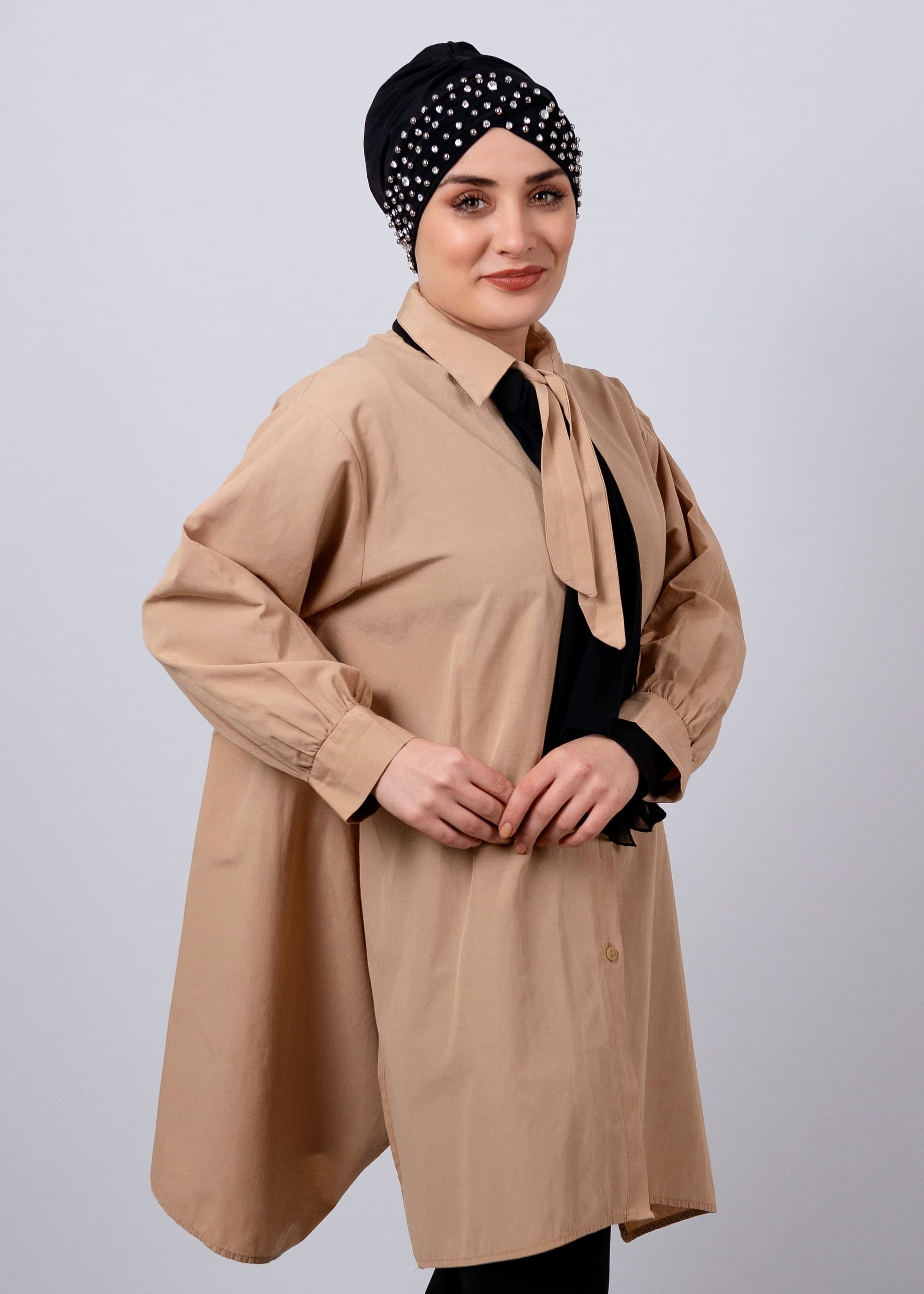 Black Hijab Inner Cap, Stone Embroidered Bonnet Underscarf, Turban Head Cover for Women, Ready to Headwear, Islamic Clothing Accessory