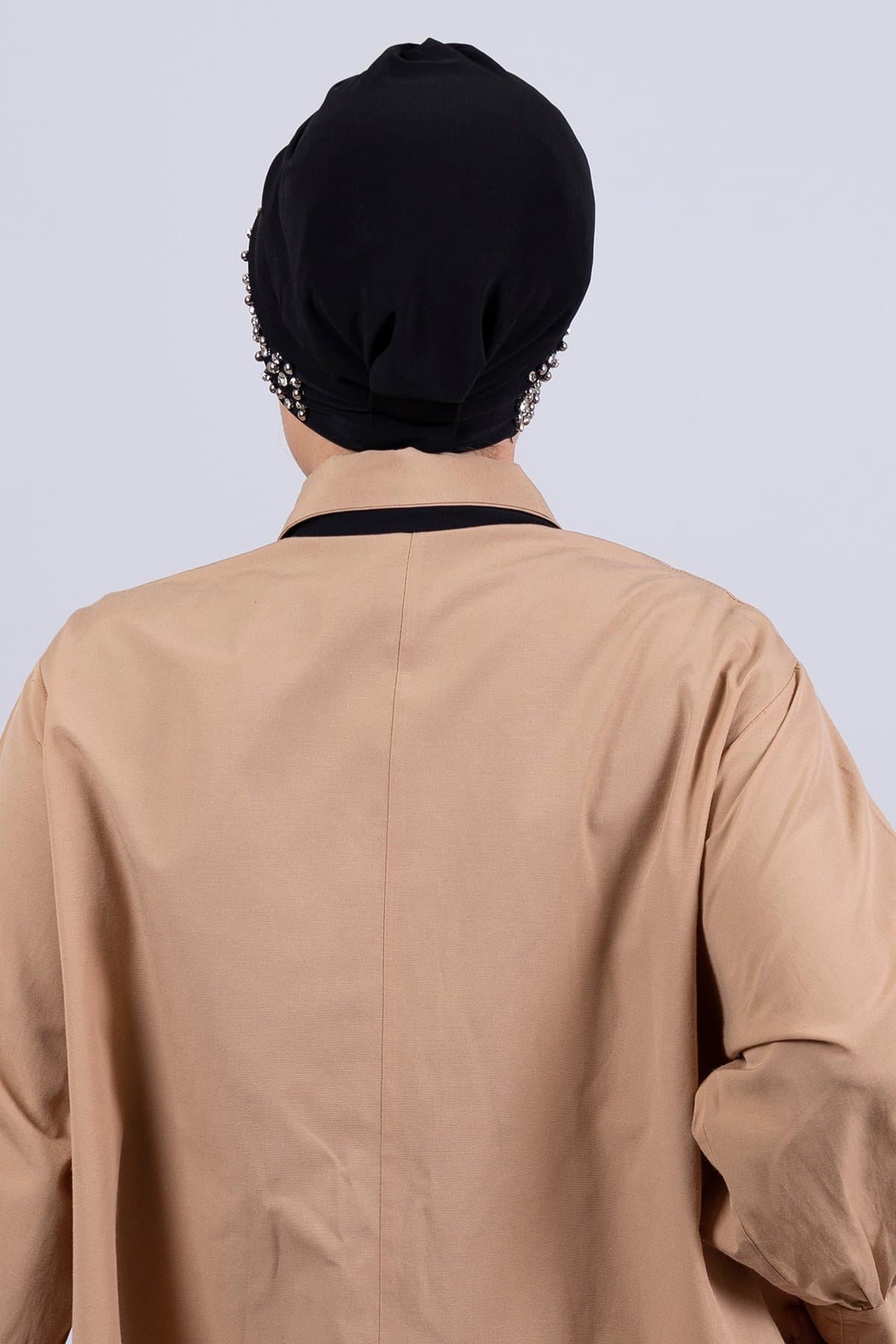 Fashionable Ready-to-Wear Hijab Bonnet | Stone Accents & Sandy Fabric - image 4