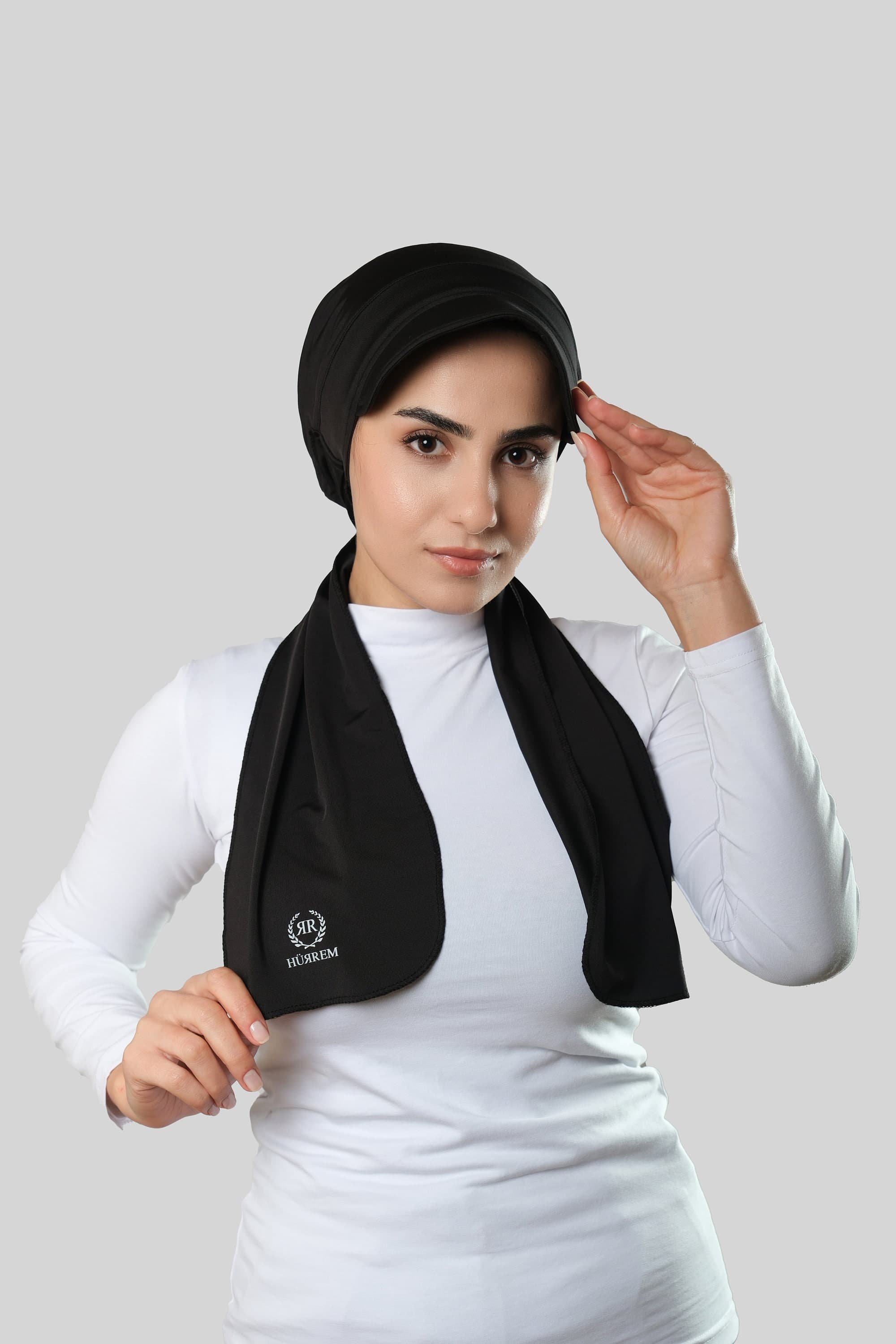 Black Cap-Hat Scarf Hijab | Instant Wrap Turban Muslim Women Wear, Ready-to-Wear Black Jersey Hijab Cap, Black Cap and Bonnet Shawl