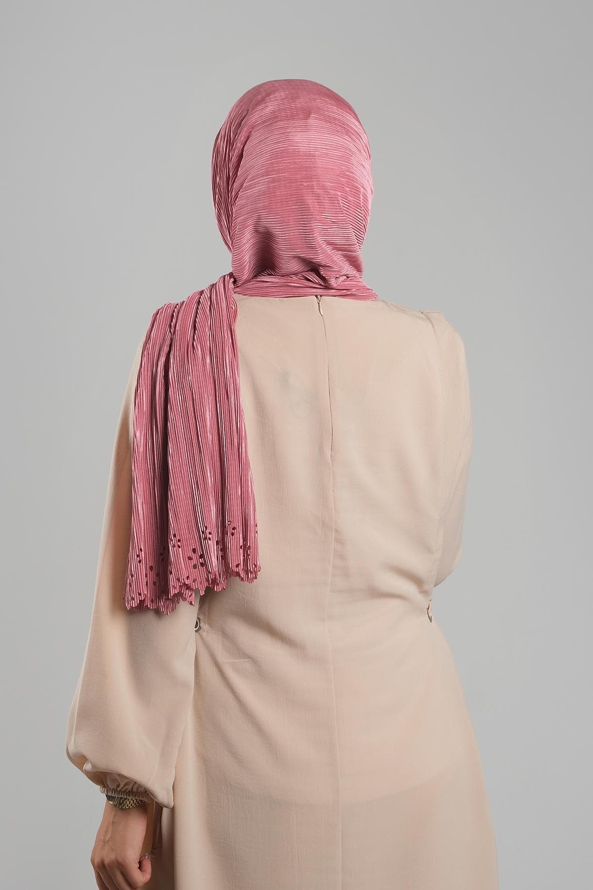 Premium Floral Pleated Hijab | Fukuro Instant Scarf in Beautiful Colors for Muslim Women - image 5