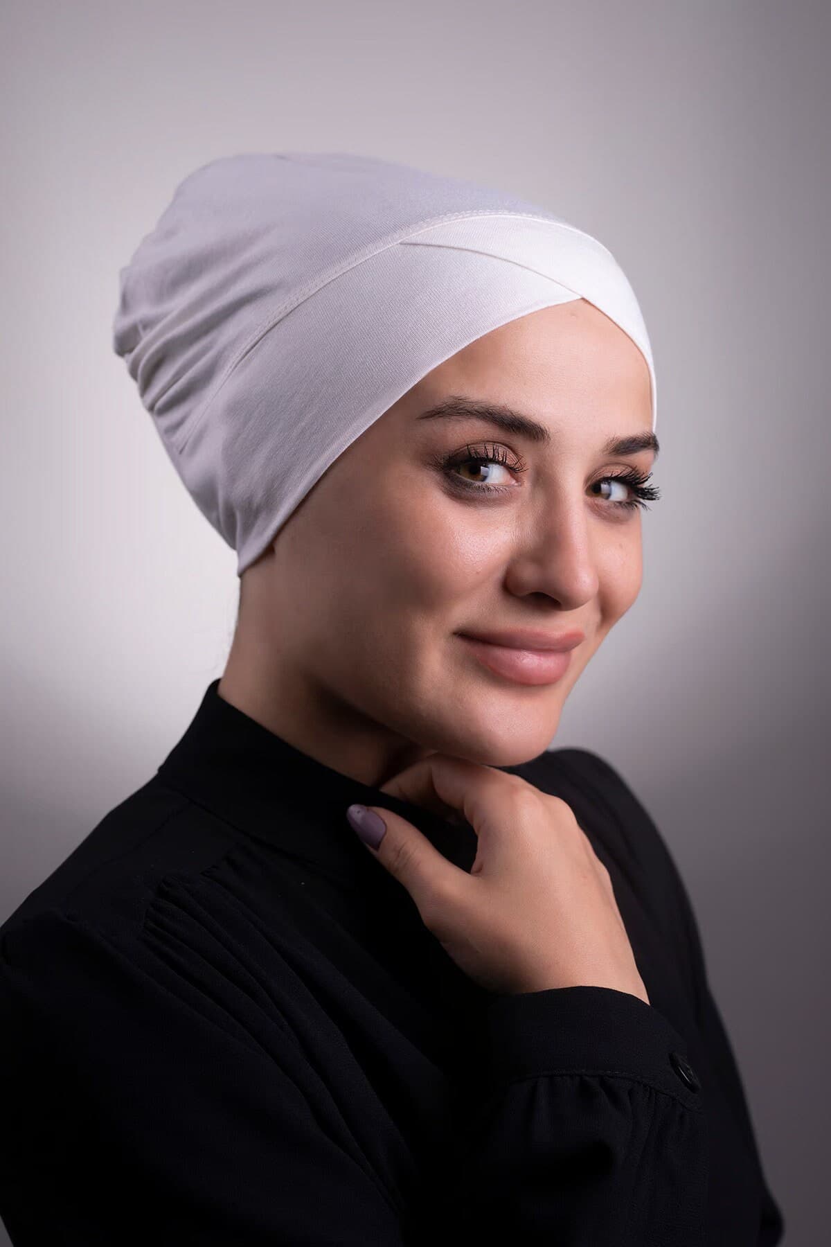 Stylish Headwear Choice: Viscose Fabric Ready Interlocking Underscarf with Single Stripe, Instant Hijab Elegance, Stylish Cancer Cap - image 3