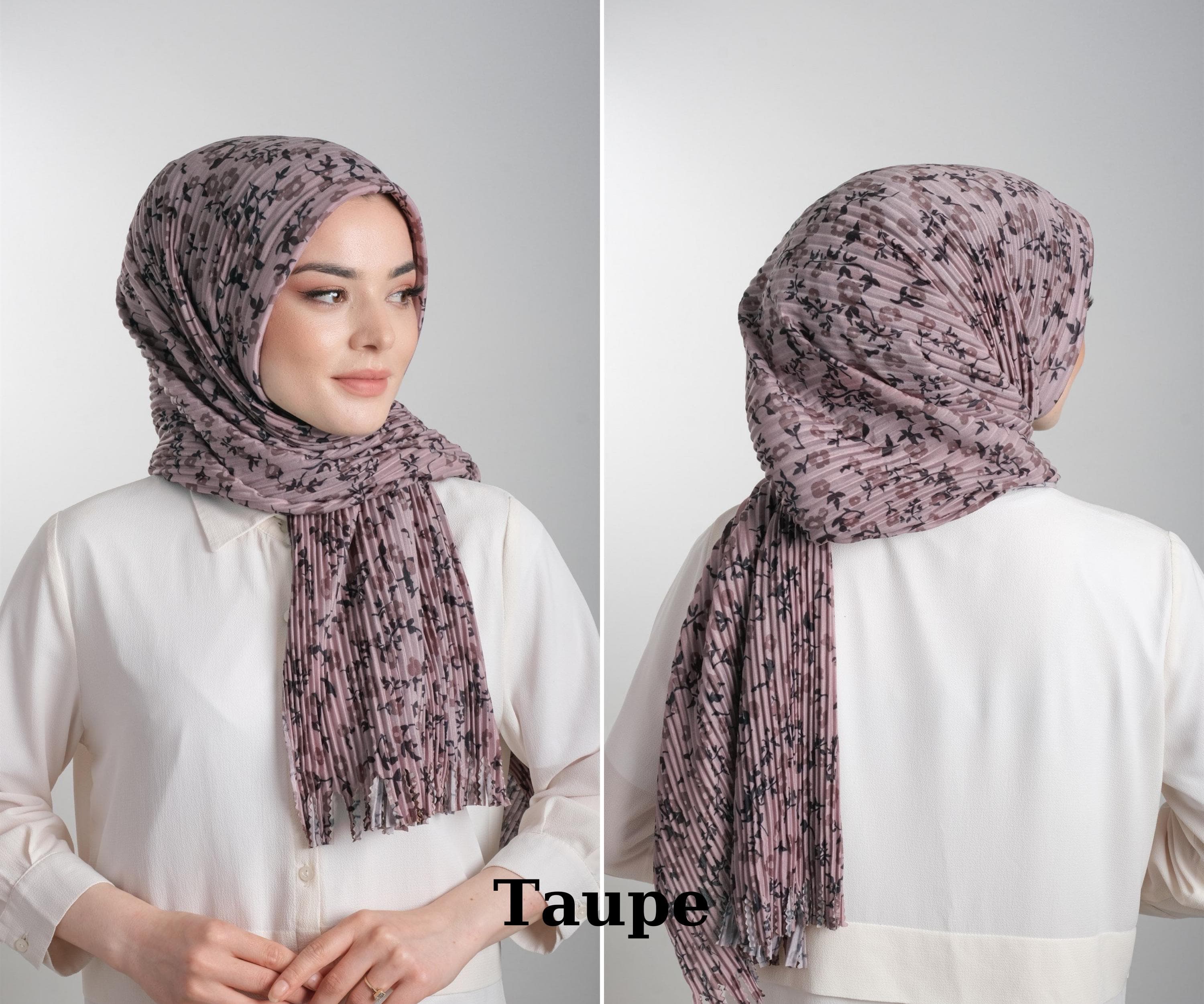 Instant Floral Print Pleated Hijab | Modest Fashion Scarf in a Variety of Elegant Colors, Hijab Scarf, Scarf for Women, Shawl For Women - image 3
