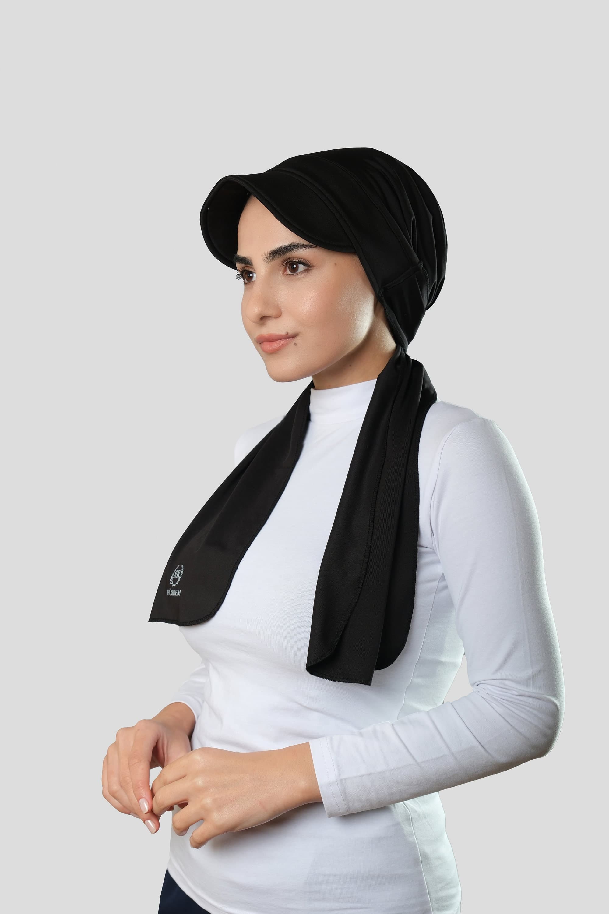 Black Cap-Hat Scarf Hijab | Instant Wrap Turban Muslim Women Wear, Ready-to-Wear Black Jersey Hijab Cap, Black Cap and Bonnet Shawl