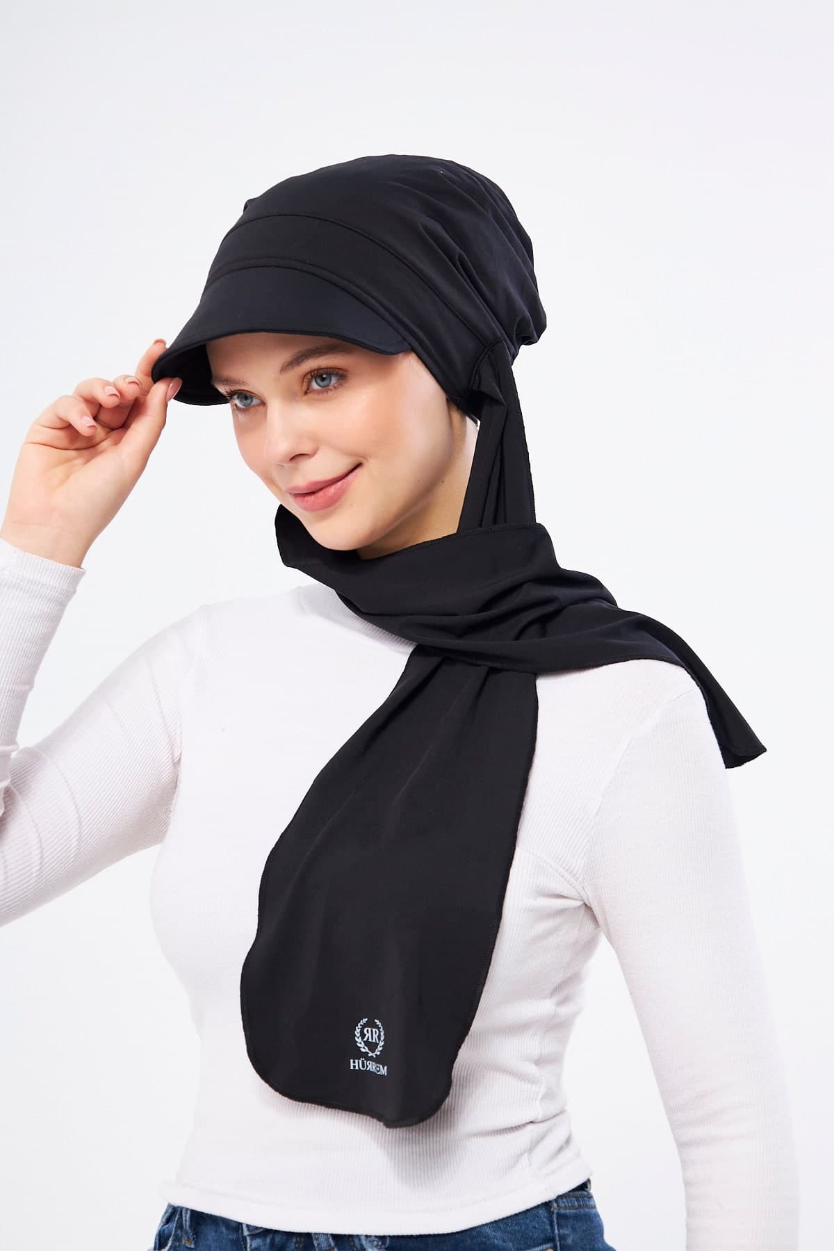 Black Cap-Hat Scarf Hijab | Instant Wrap Turban Muslim Women Wear, Ready-to-Wear Black Jersey Hijab Cap, Black Cap and Bonnet Shawl