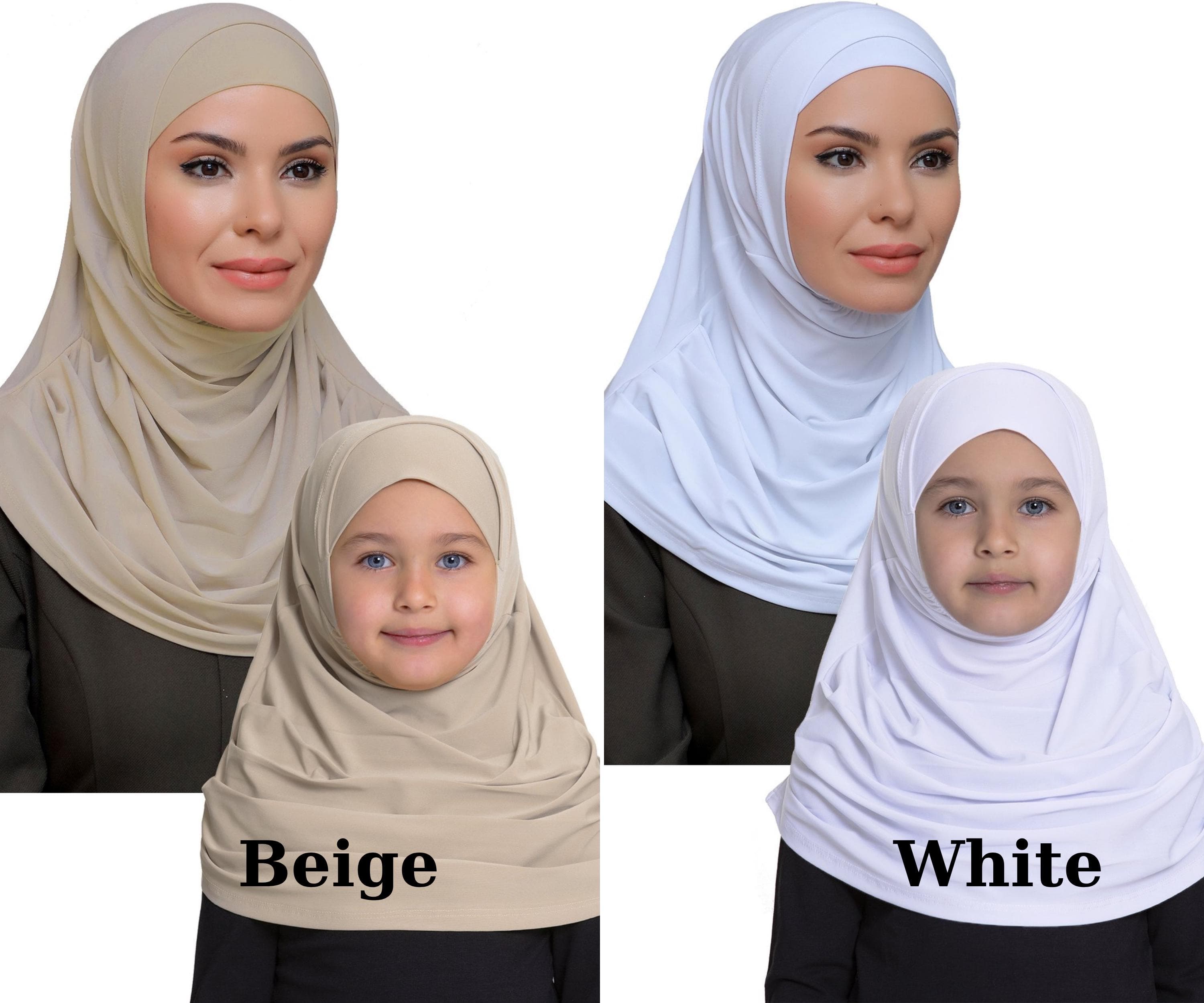 Mother-Daughter Matching Hijab Set | Sandy Fabric Instant Hijab with Built-In Bonnet in Multi Colors - image 5
