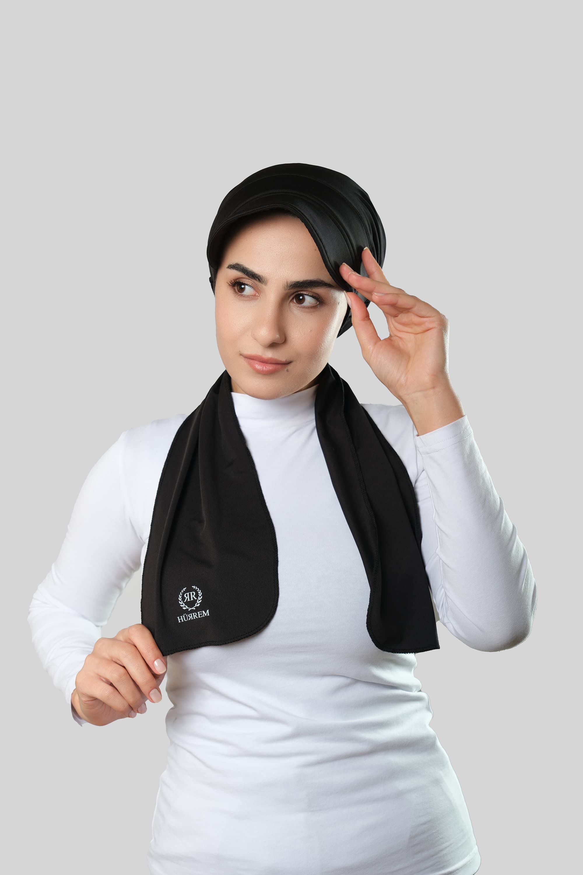 Black Cap-Hat Scarf Hijab | Instant Wrap Turban Muslim Women Wear, Ready-to-Wear Black Jersey Hijab Cap, Black Cap and Bonnet Shawl