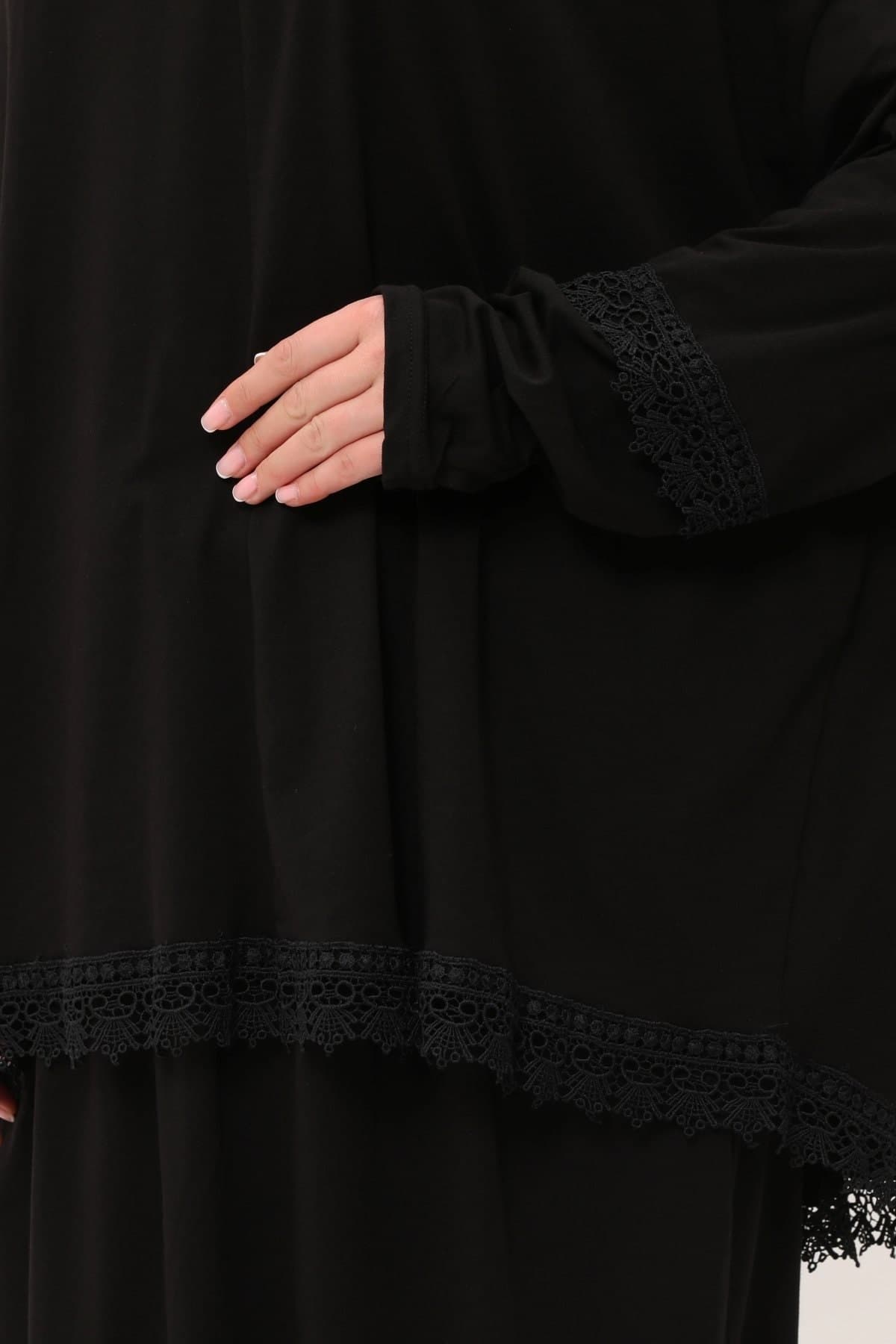 Modest Elegance: Two Piece Cotton Fabric Lace Prayer Dress for Women, Floor Length Modesty, Gift for Muslim Women, Prayer Dress Set