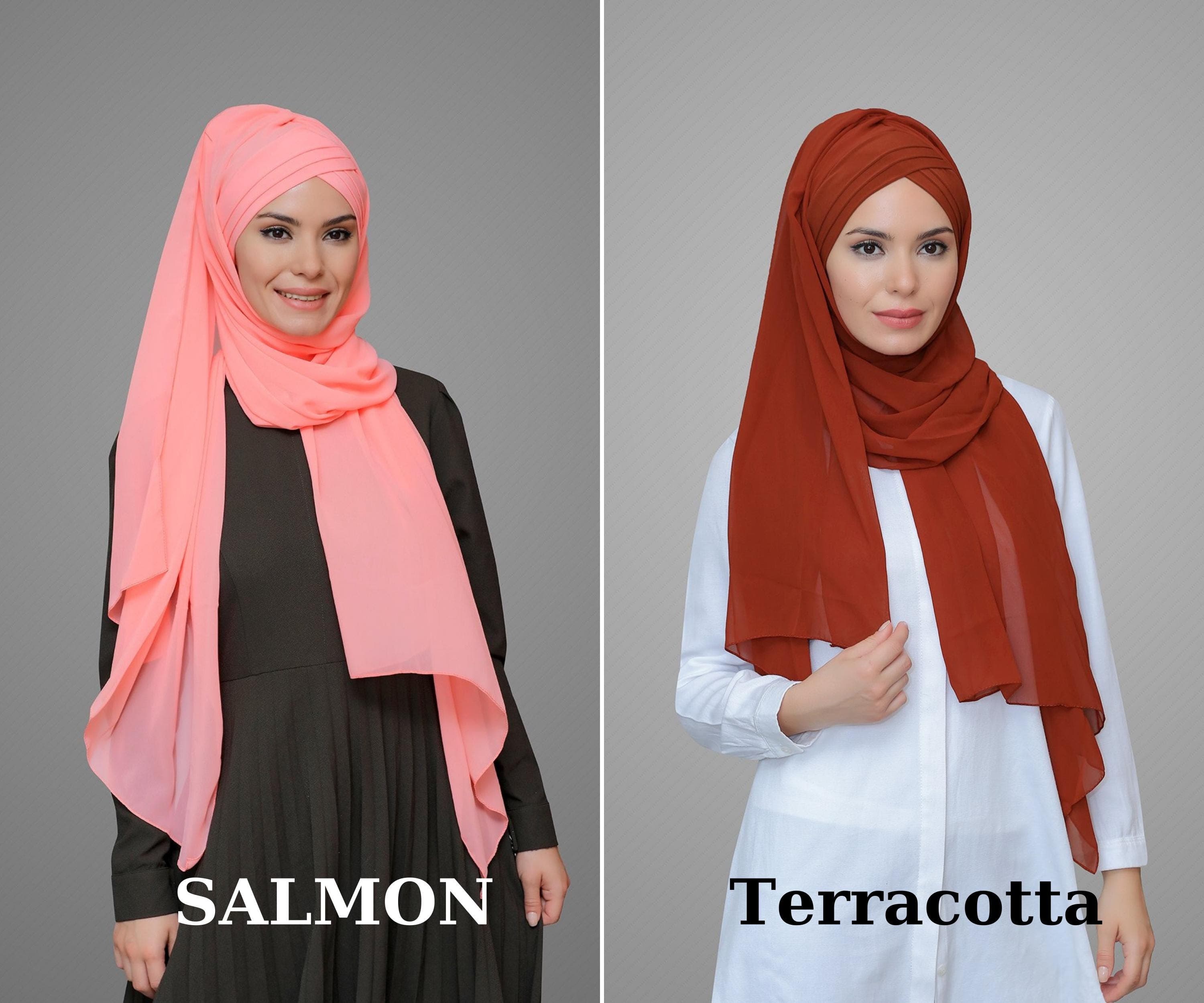 Multi-Color Chiffon Hijab Scarf | Instant Bonnet and Three-Band Style for Women’s Modest Fashion, Hijab Scarf,  Hijab Dress Fashion - image 5