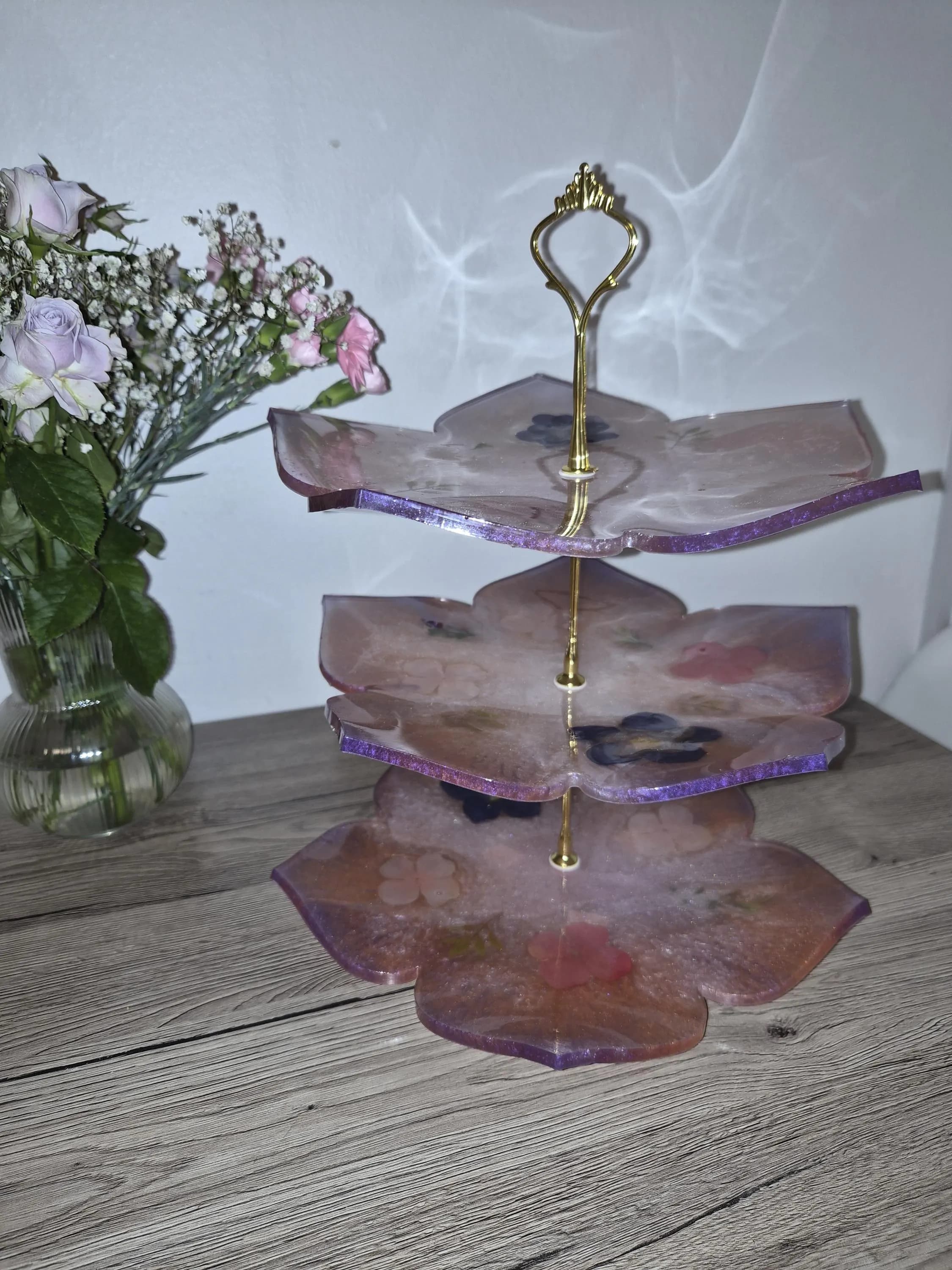 Resin handmade etagere 3 stöckig | tischdeko | Süßigkeiten | Geschenk | Geschenkidee | Weihnachtsgeschenk | ceyiz | blüte | ramadan mubarek