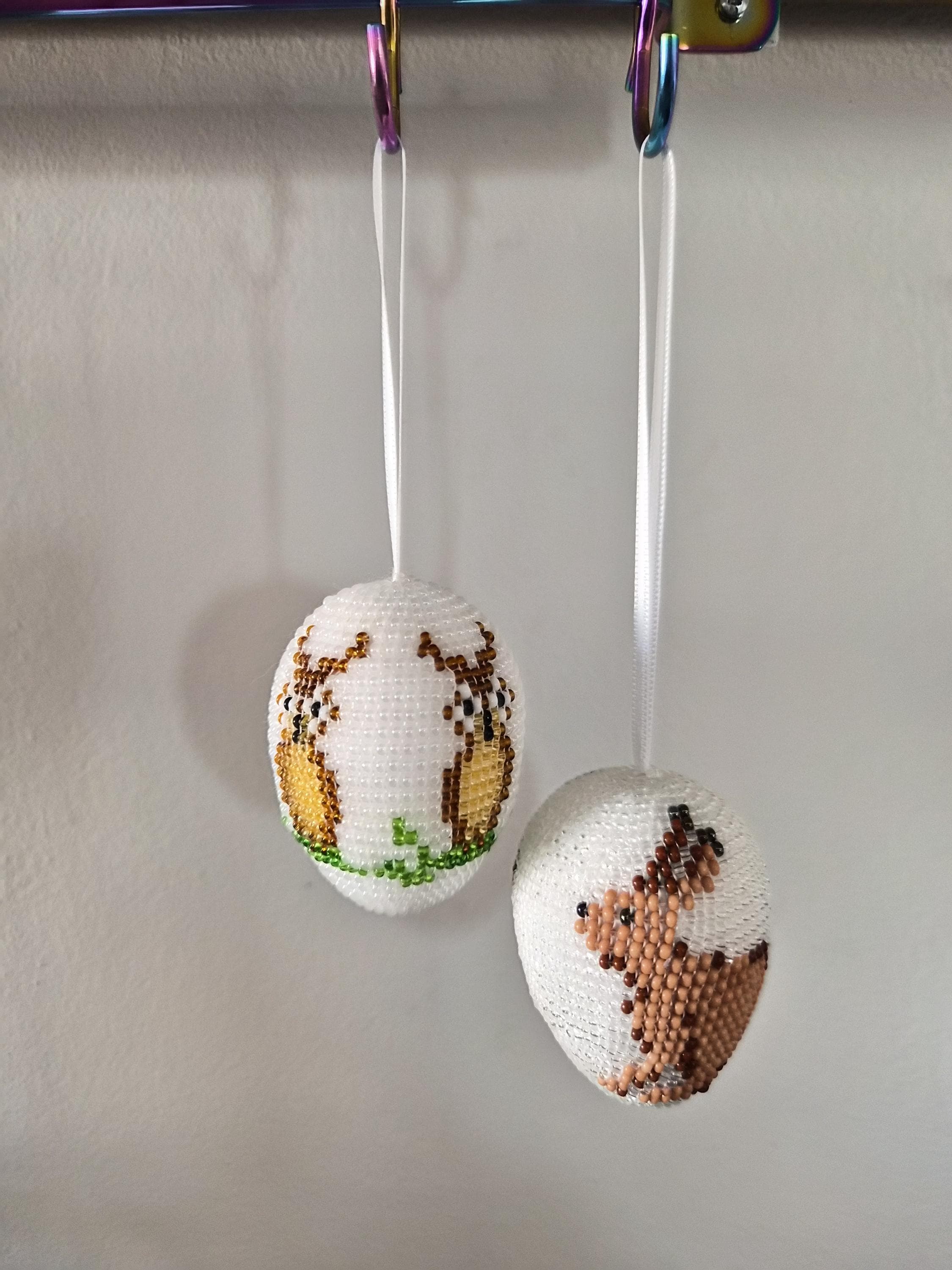 Ostereier handgemacht | perlenostereier | eule | hase