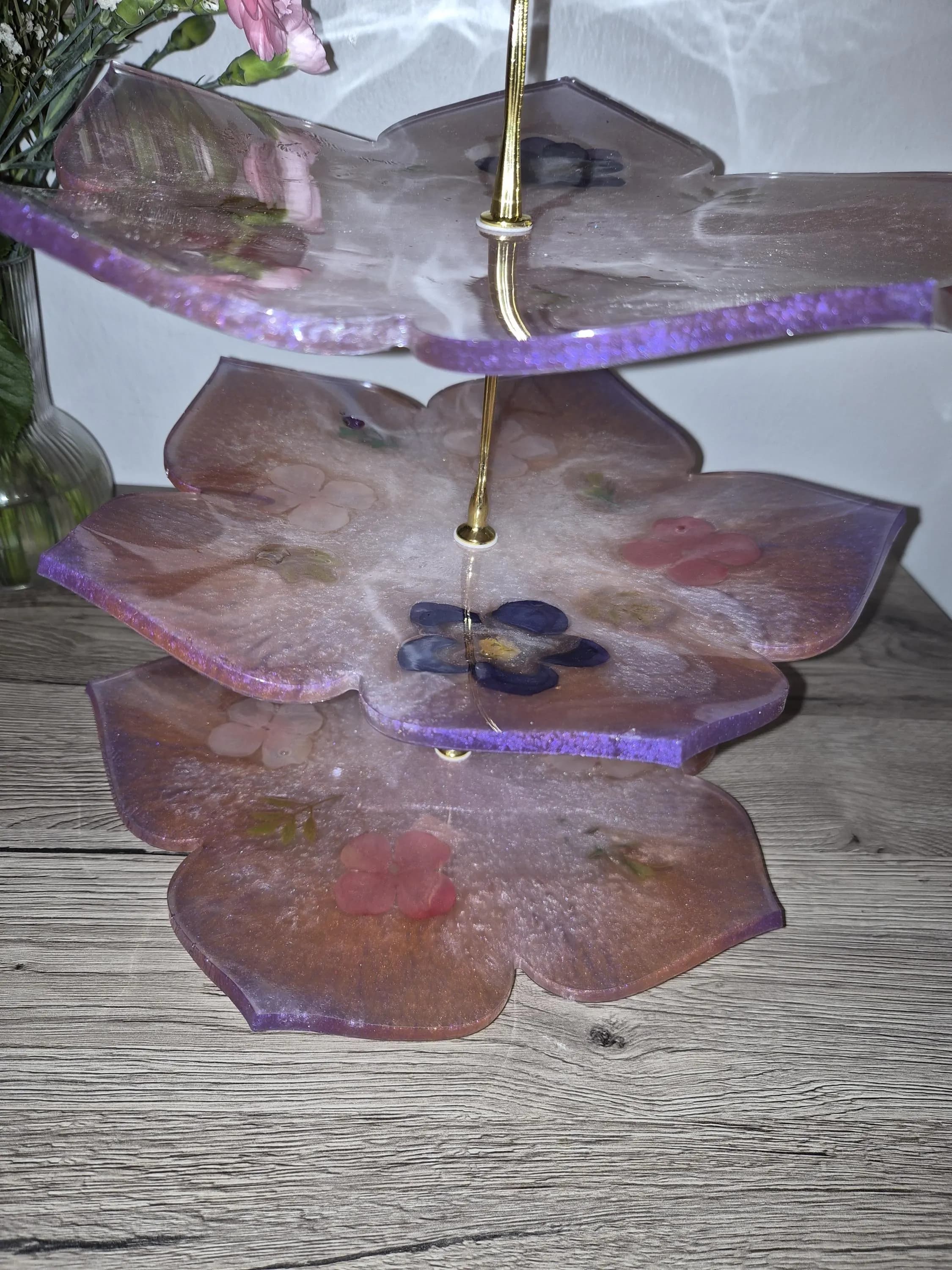 Resin handmade etagere 3 stöckig | tischdeko | Süßigkeiten | Geschenk | Geschenkidee | Weihnachtsgeschenk | ceyiz | blüte | ramadan mubarek - image 3