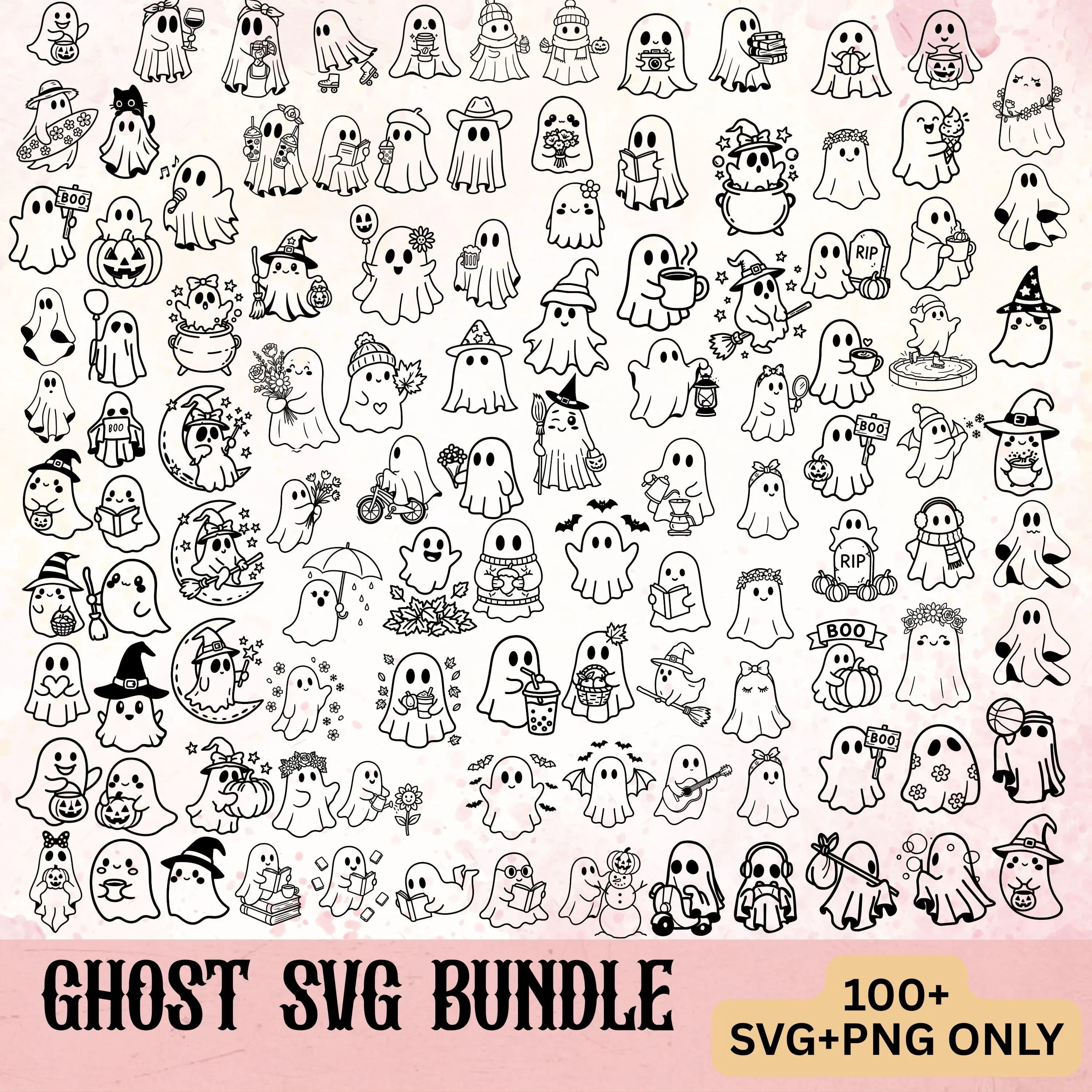 Ghost svg,Cute Ghost svg,Halloween svg,Spooky season svg,Spooky Ghost svg,Trick or Treat svg,Fall svg, Cute ghost png, Floral Ghost svg